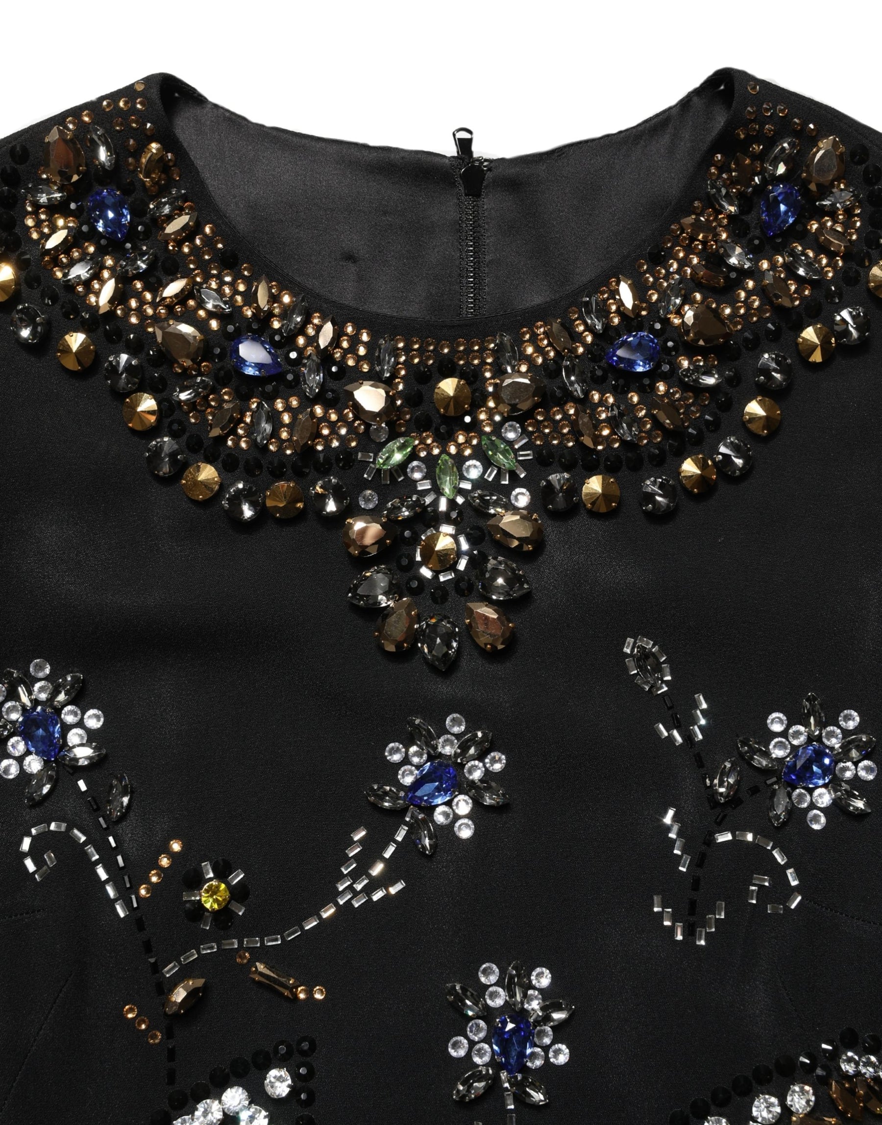 Dolce & Gabbana Black Sleeveless Floral Bead Embellishments Dress | Regal Royce