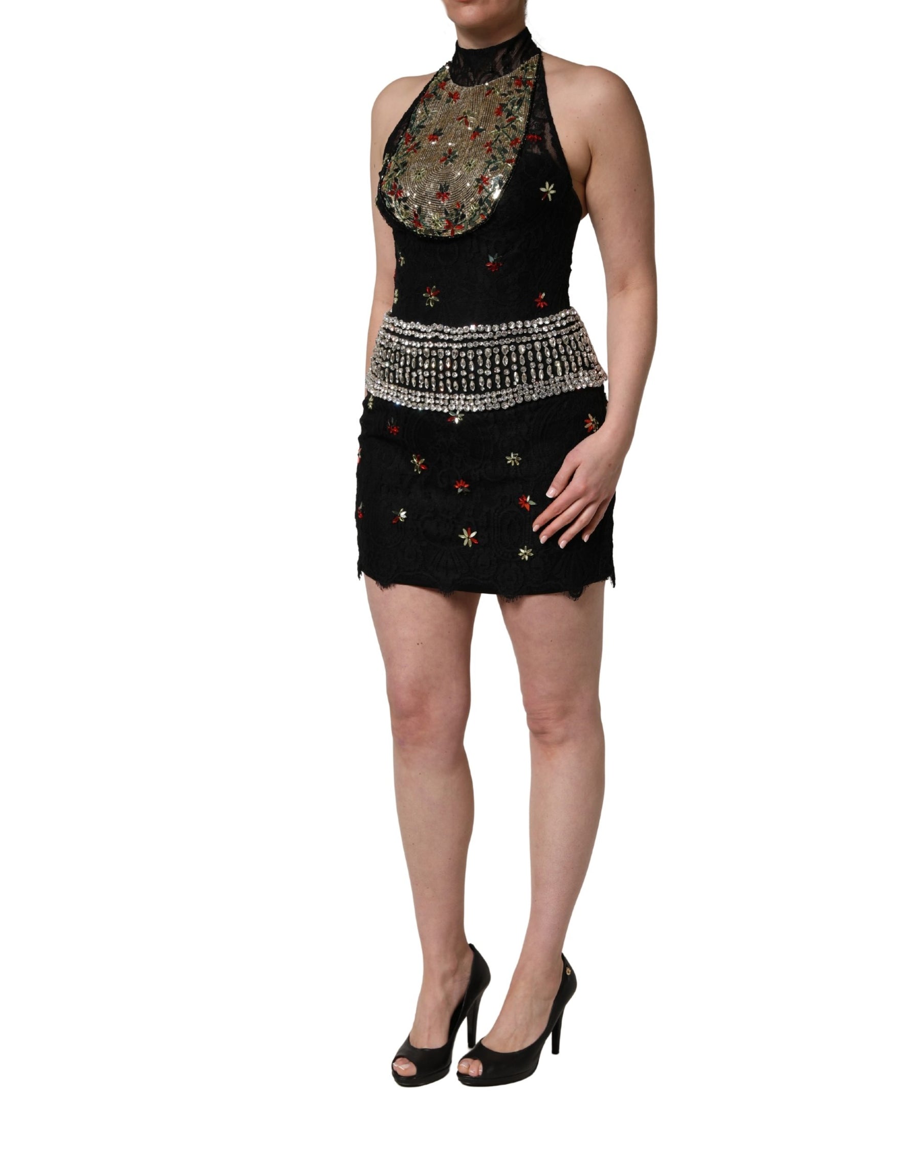Dolce & Gabbana Black Sequin Embellished Sheath Mini Dress | Regal Royce