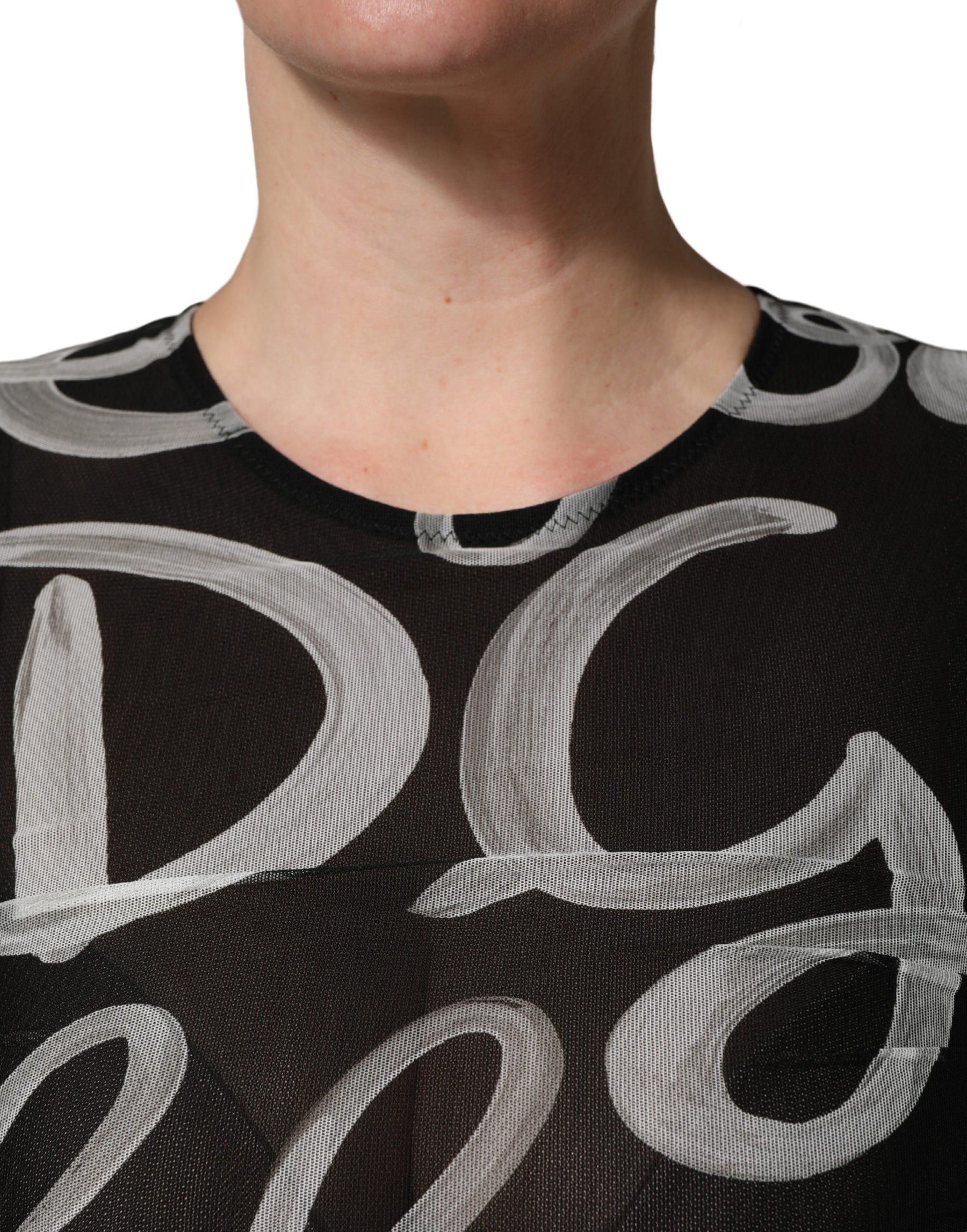 MSGM Black White Long Sleeve Printed Mini Dress | Regal Royce
