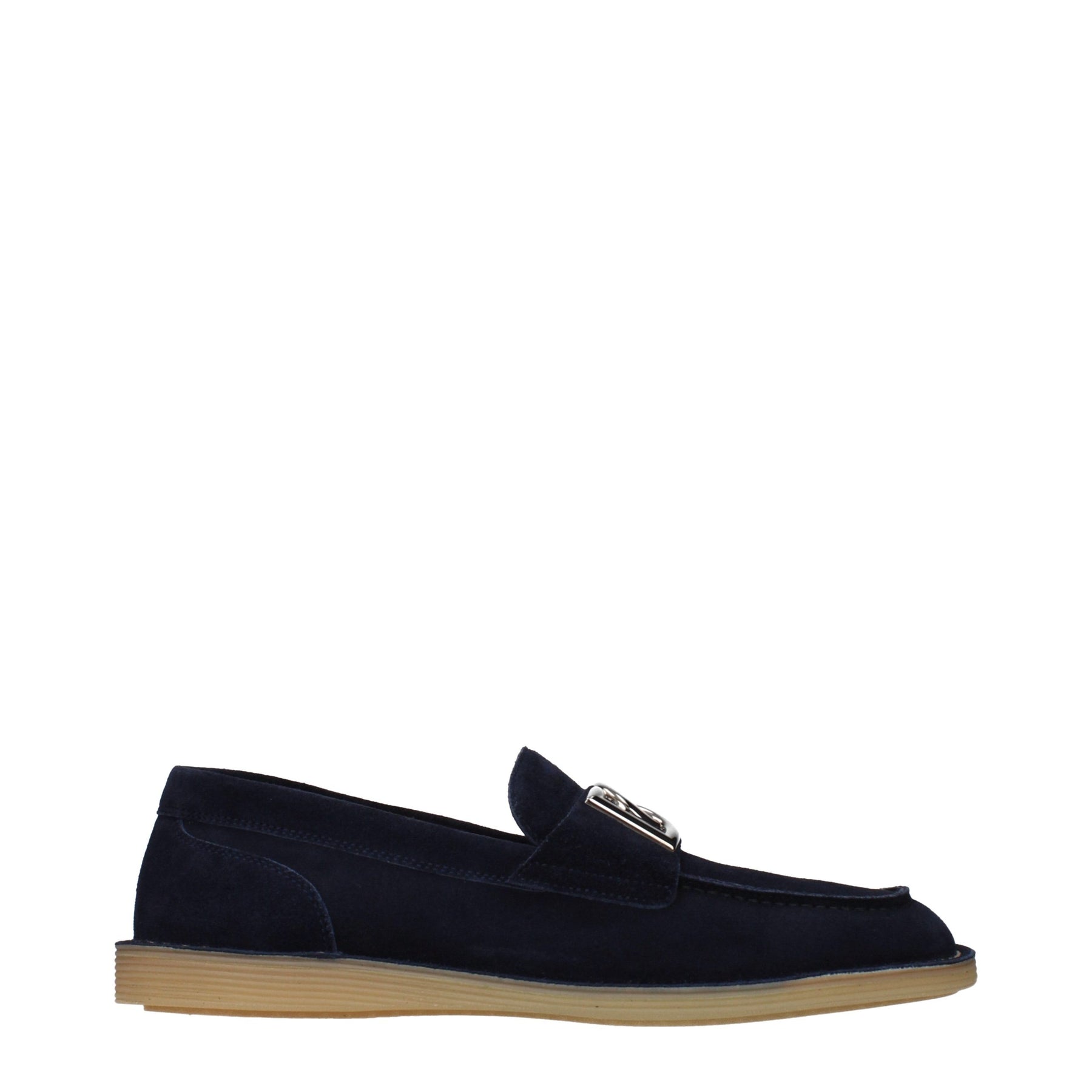 Dolce & Gabbana Blue Leather Slip-On Loafers | Regal Royce