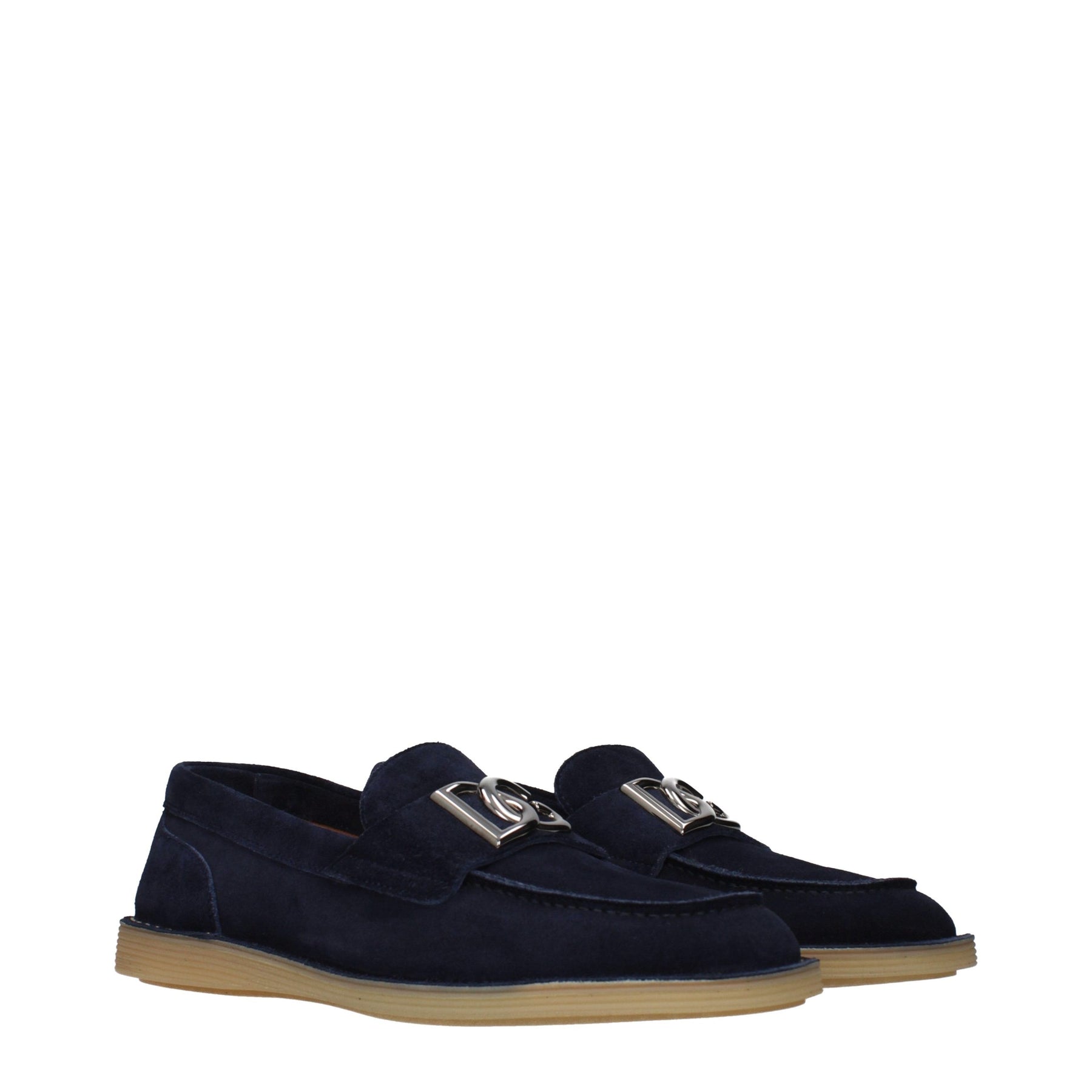 Dolce & Gabbana Blue Leather Slip-On Loafers | Regal Royce