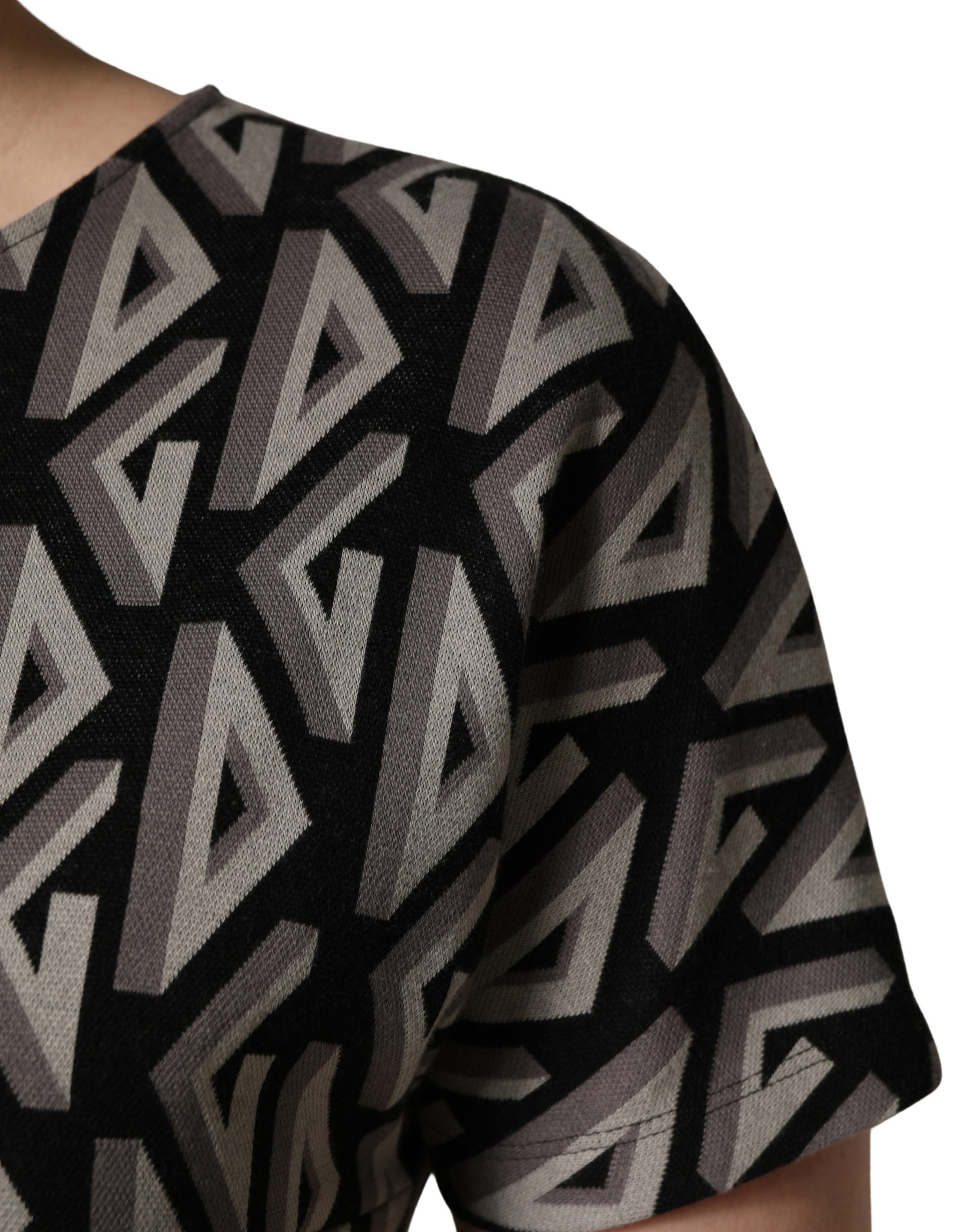 Dolce & Gabbana Black Logo Print Cotton Knee Length Dress | Regal Royce