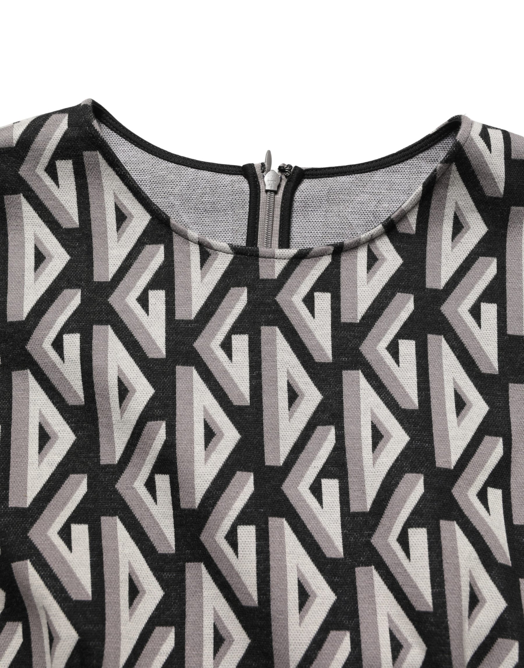 Dolce & Gabbana Black Logo Print Cotton Knee Length Dress | Regal Royce