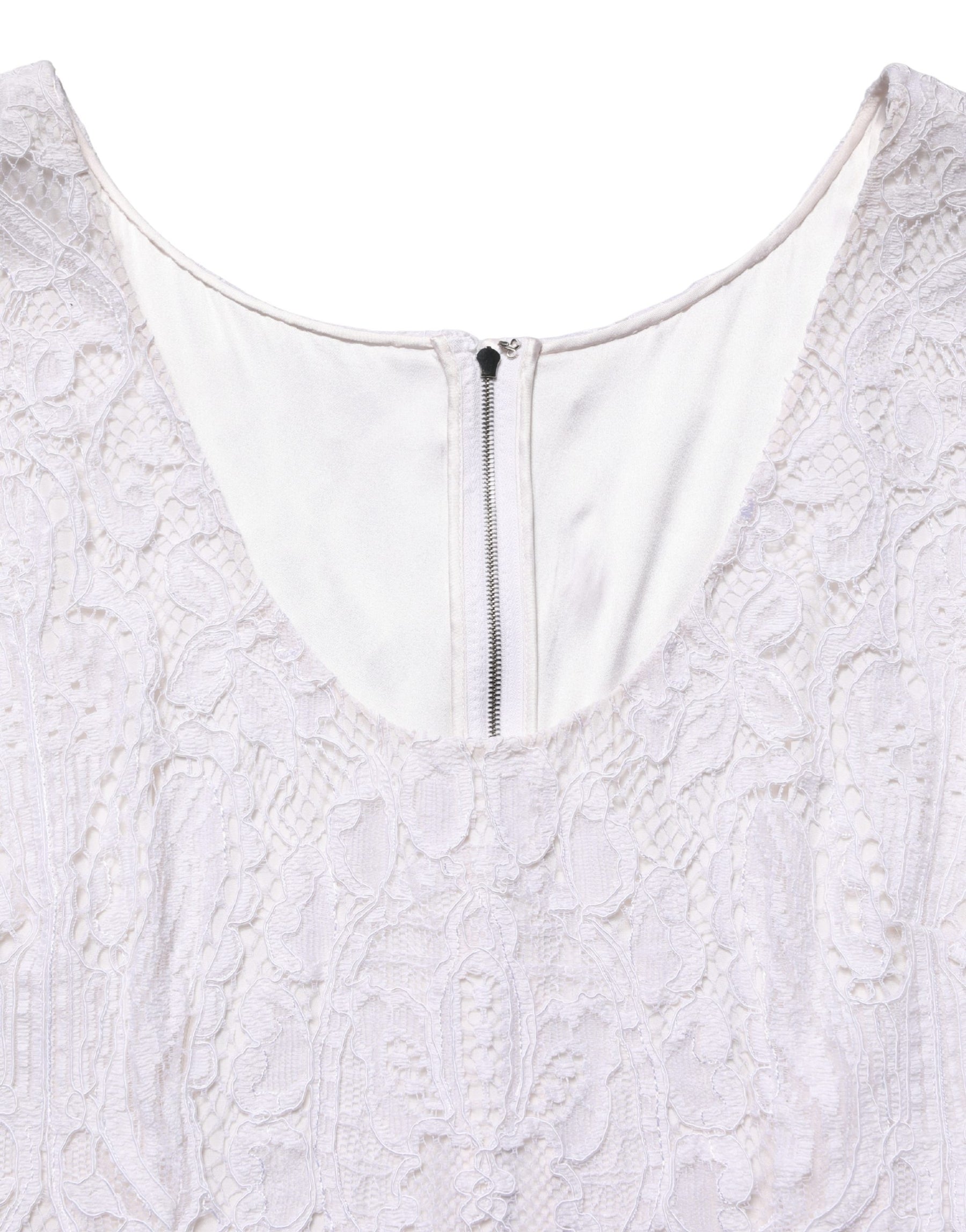 Dolce & Gabbana White Floral Lace Sleeveless Midi Dress | Regal Royce