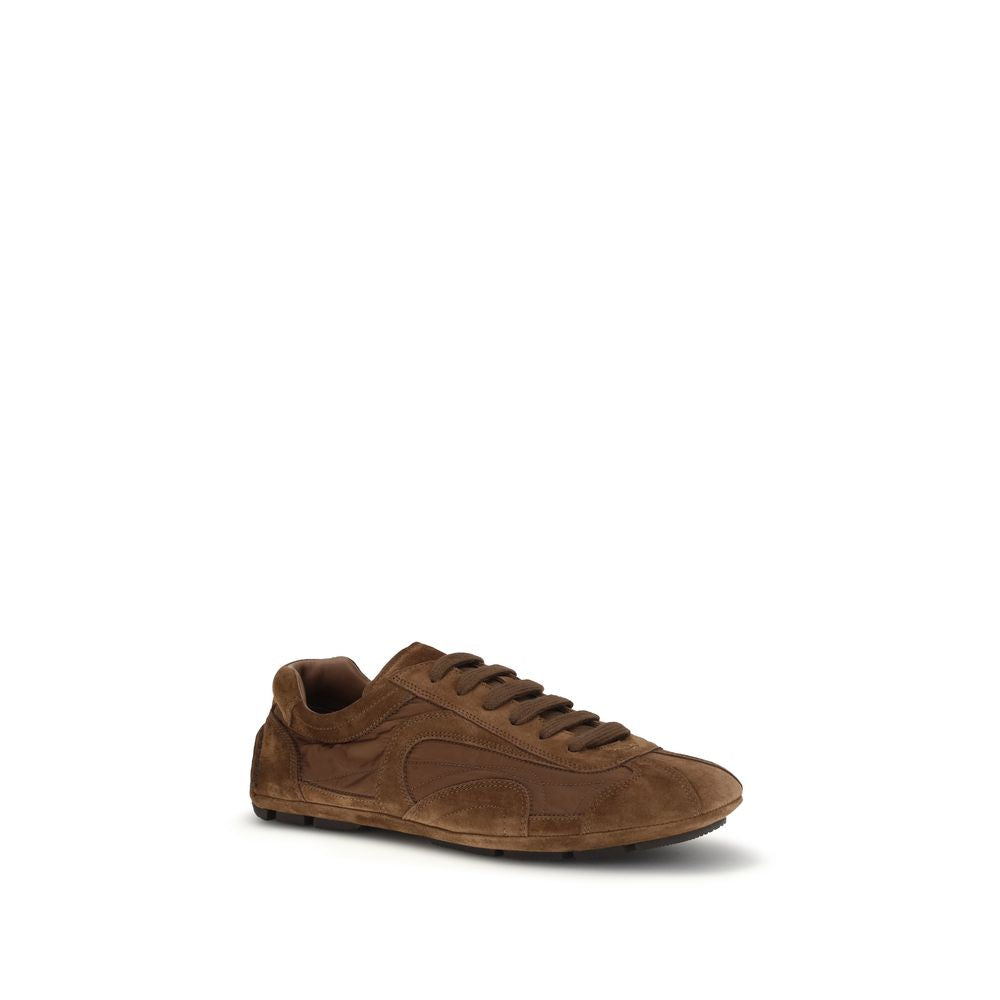 Prada Brown Calf Leather Bos Taurus Low Top Sneakers | Regal Royce