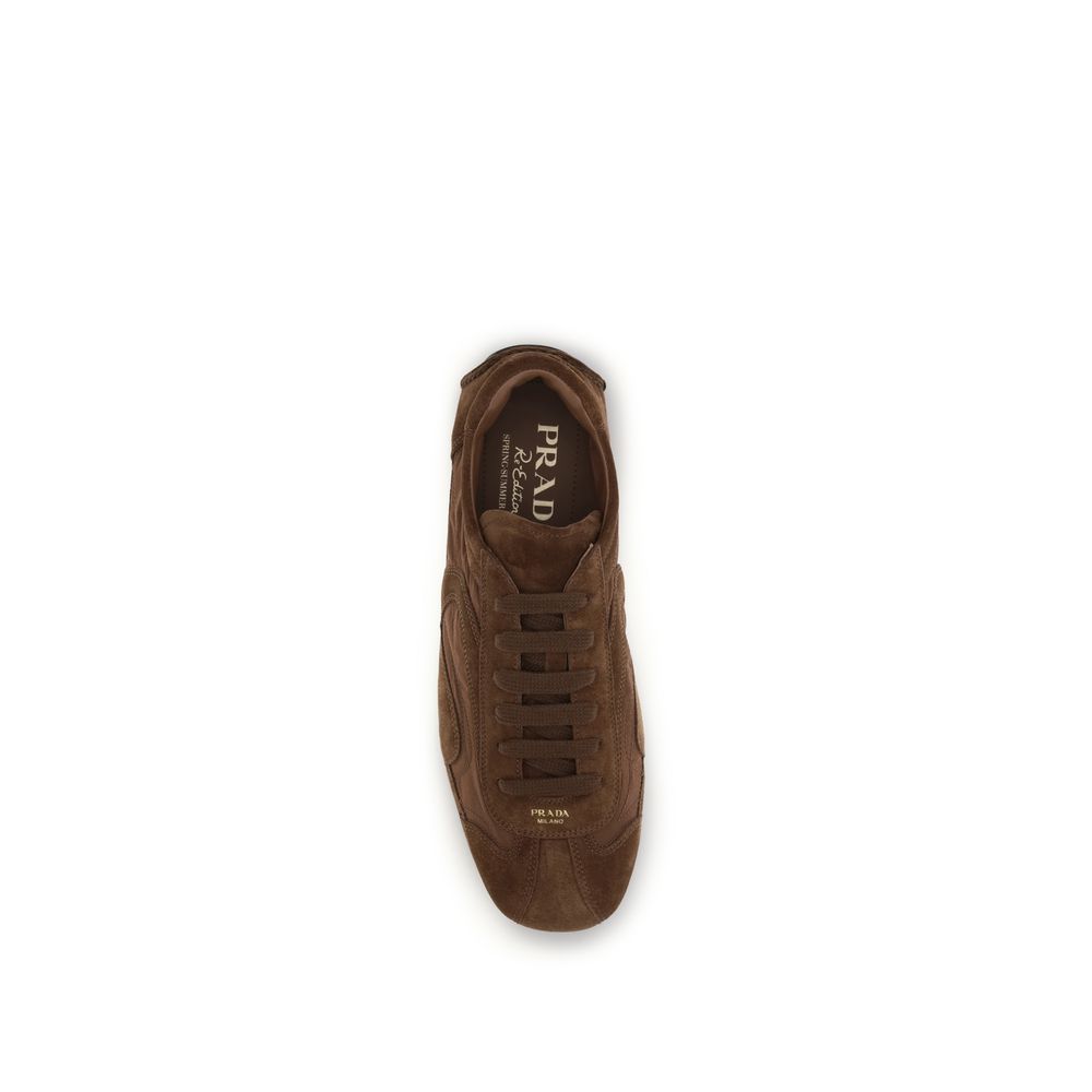 Prada Brown Calf Leather Bos Taurus Low Top Sneakers