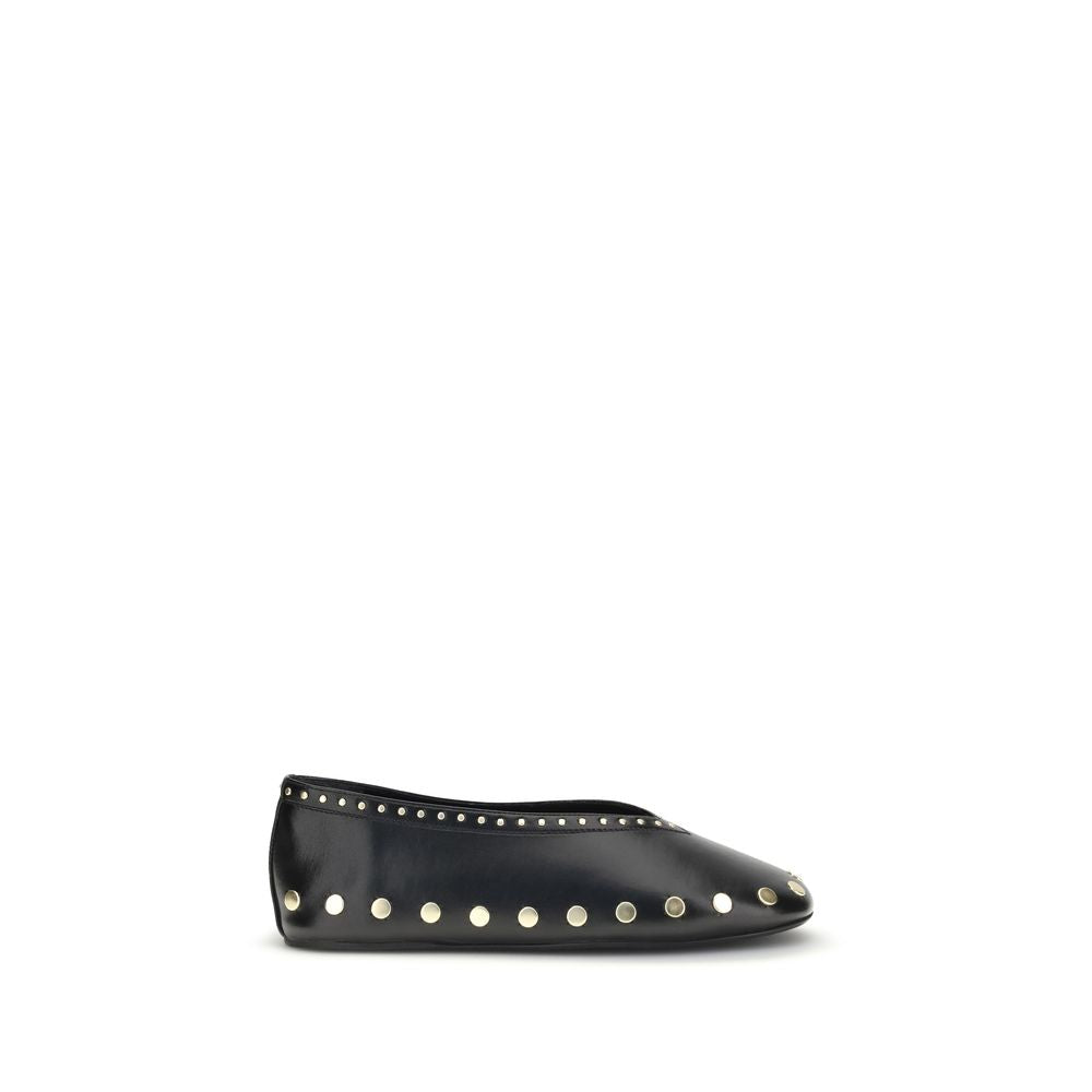 Ganni Black Polyurethane Ballet Flats | Regal Royce