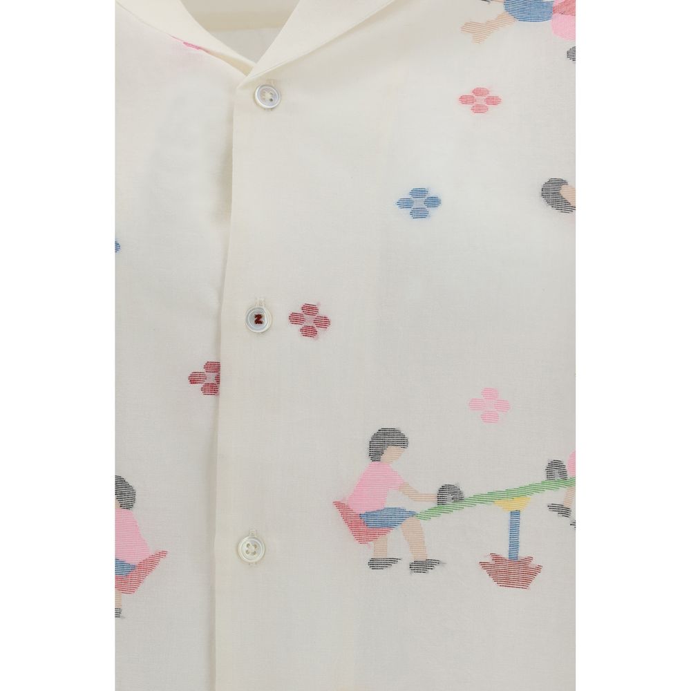 Baziszt White Cotton Pattern Shirt | Regal Royce