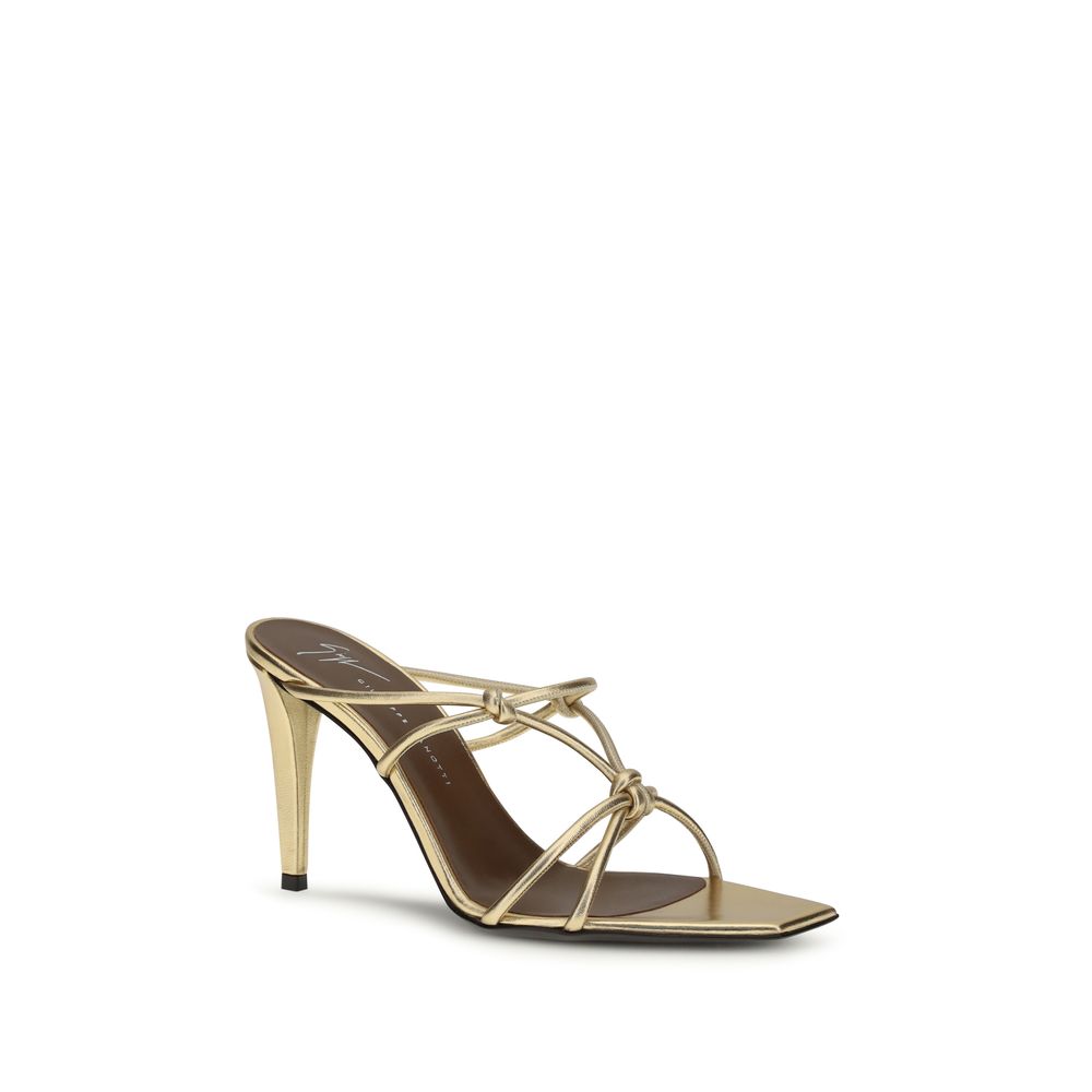 Giuseppe Zanotti Gold Calf Leather Bos Taurus Stiletto Heel Sandals | Regal Royce