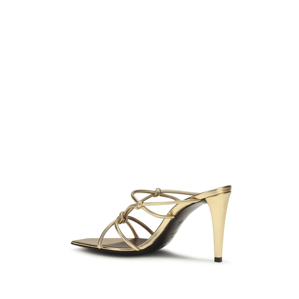 Giuseppe Zanotti Gold Calf Leather Bos Taurus Stiletto Heel Sandals | Regal Royce