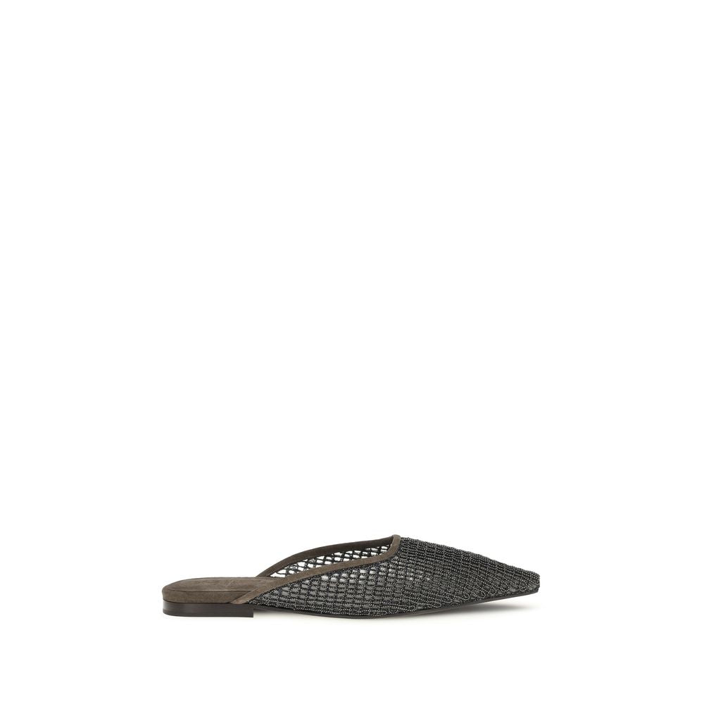 Brunello Cucinelli Brown Calf Leather Bos Taurus Ballet Flats | Regal Royce