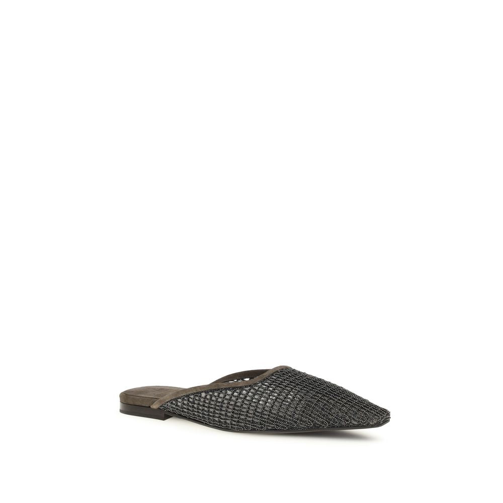 Brunello Cucinelli Brown Calf Leather Bos Taurus Ballet Flats | Regal Royce
