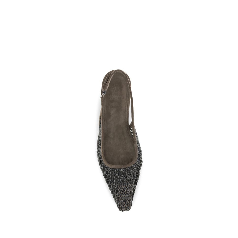 Brunello Cucinelli Brown Calf Leather Bos Taurus Ballet Flats | Regal Royce