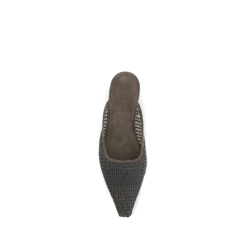 Brunello Cucinelli Brown Calf Leather Bos Taurus Ballet Flats | Regal Royce