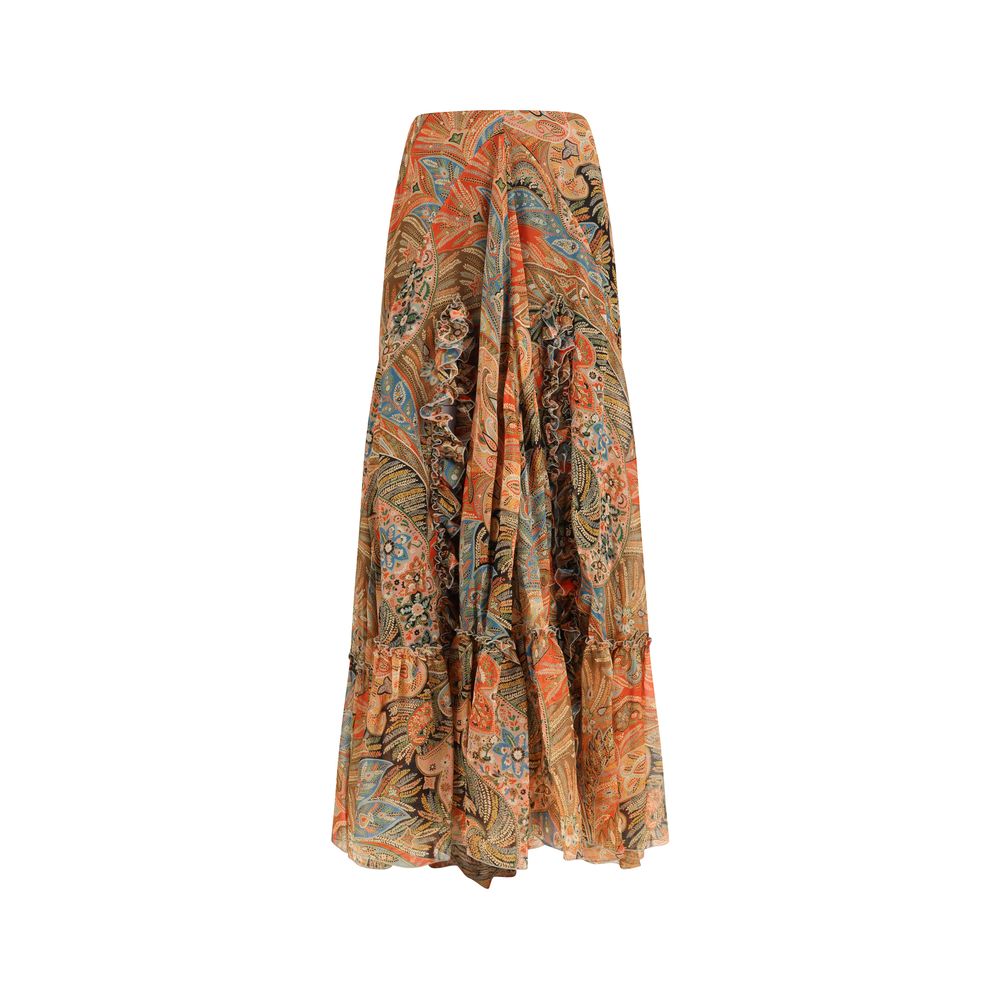 Etro Multicolor Silk Long Skirt | Regal Royce