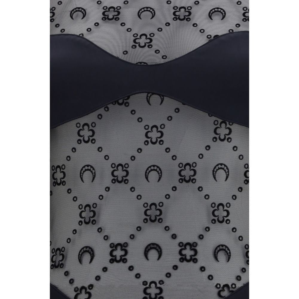 Marine Serre Black Polyamide Bodysuit | Regal Royce