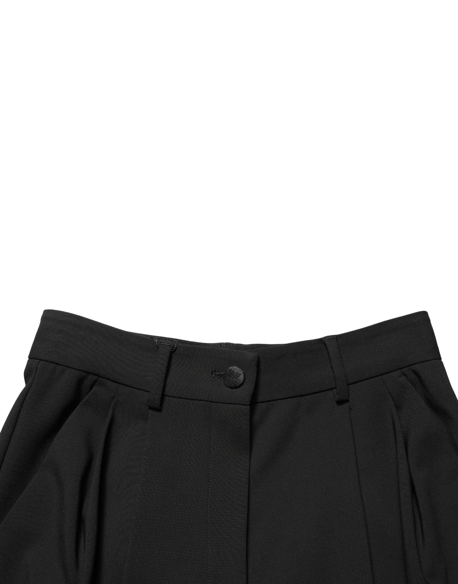 Dolce & Gabbana Black Wool High Waist Cropped Trouser Pants | Regal Royce