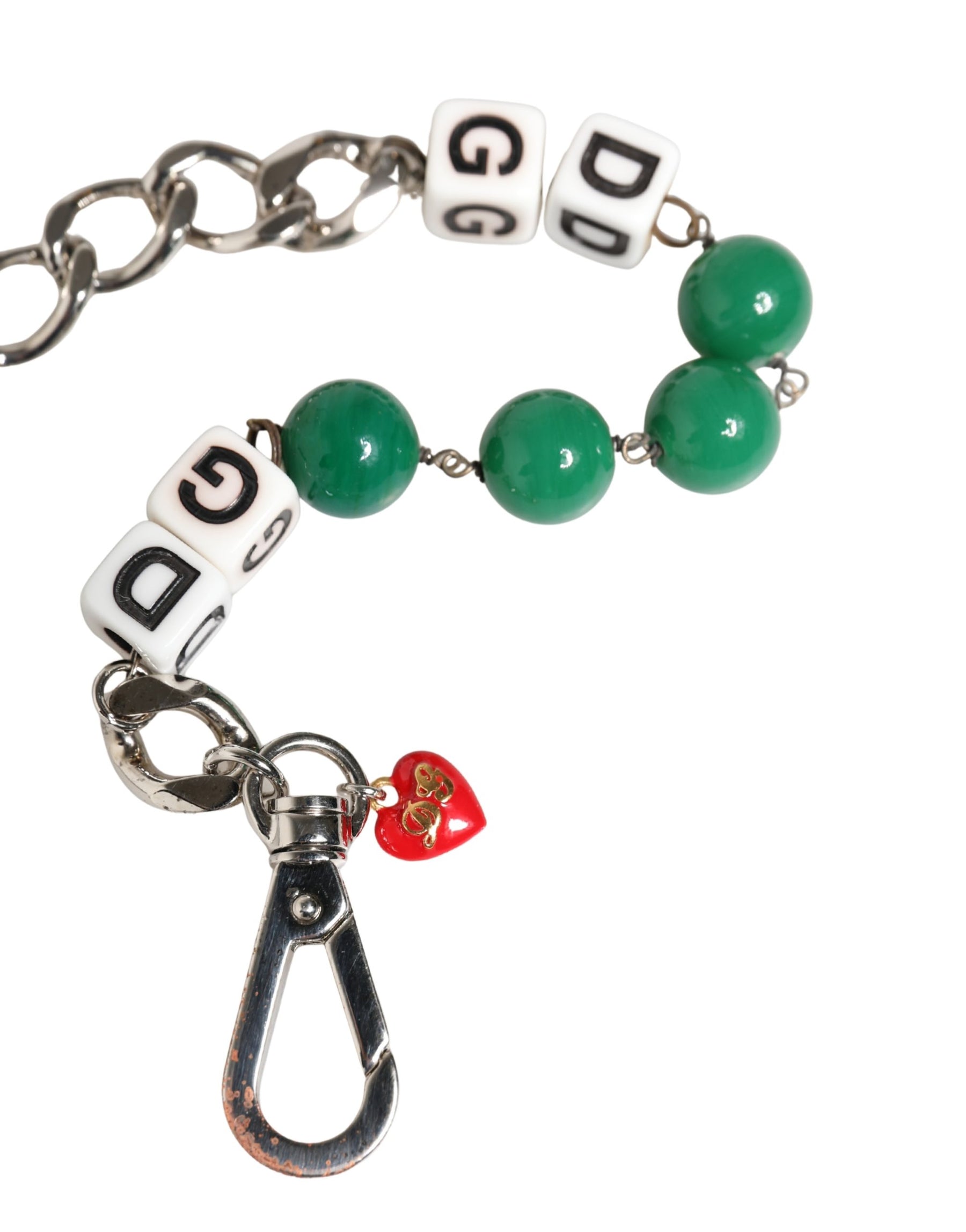 Dolce & Gabbana Silver Brass Chain Dice DG Logo EmbellishedCharm Bracelet | Regal Royce