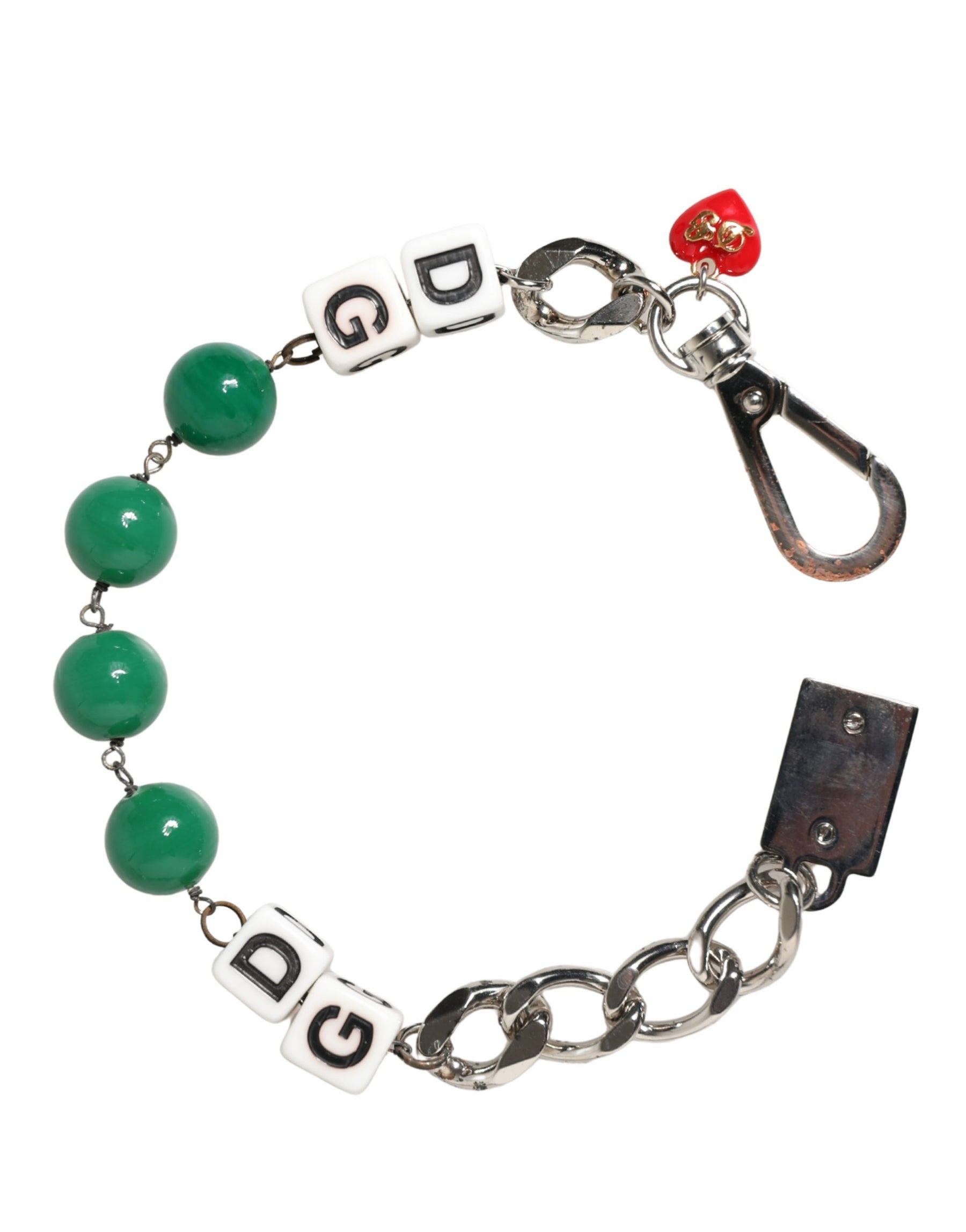 Dolce & Gabbana Silver Brass Chain Dice DG Logo EmbellishedCharm Bracelet | Regal Royce