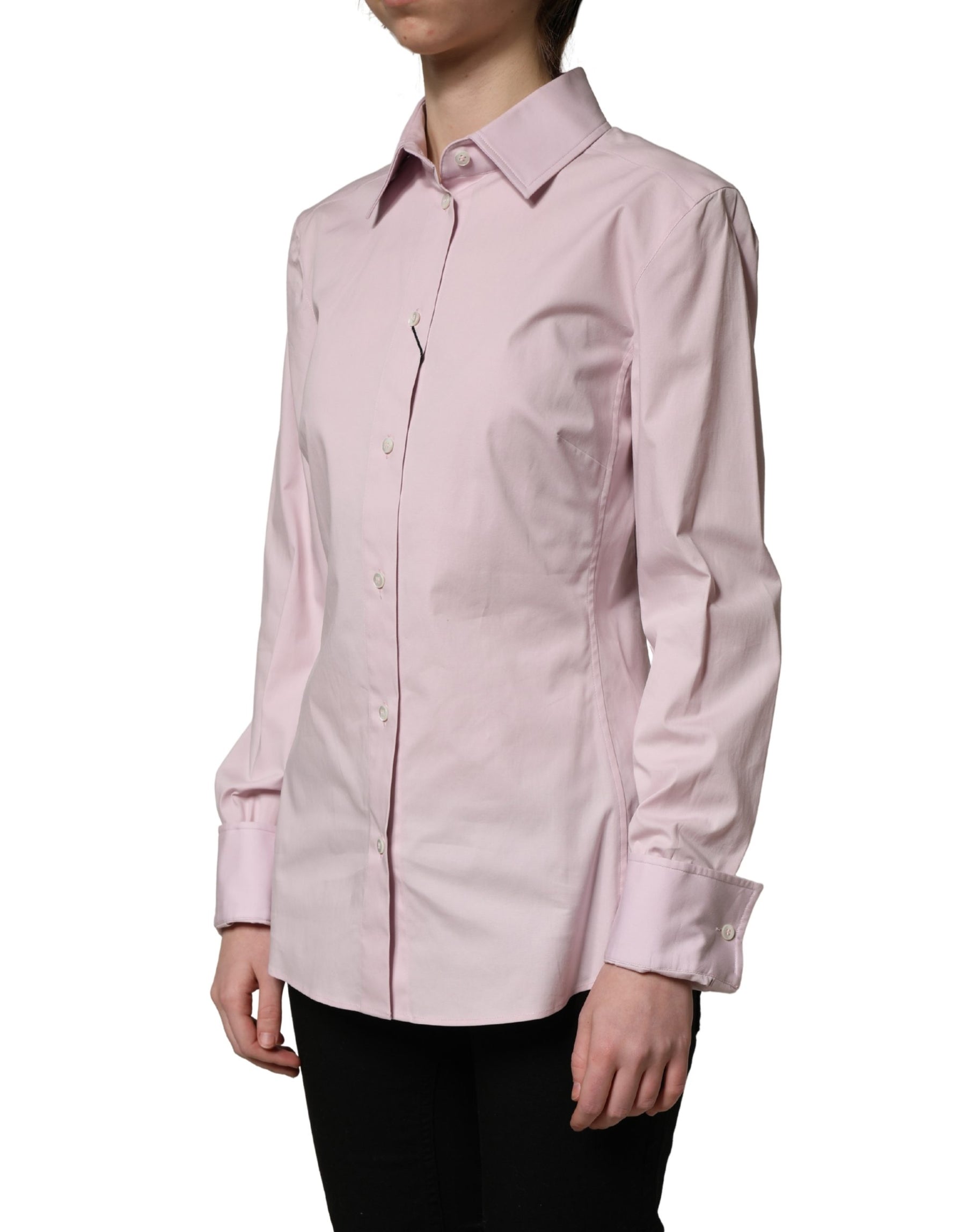 Dolce & Gabbana Pink Cotton Long Sleeves Collared Shirt Top | Regal Royce