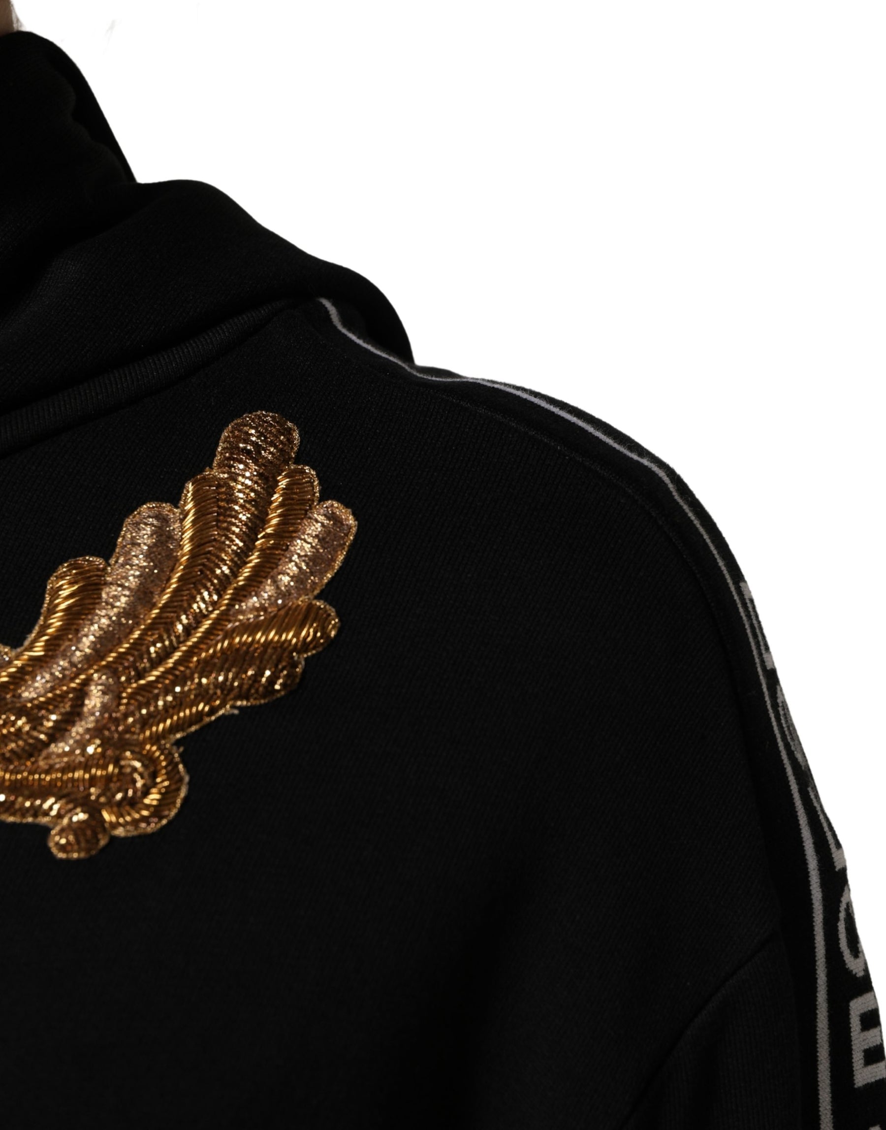 Dolce & Gabbana Black Embroidered Tassel Hooded Sweatshirt Sweater | Regal Royce