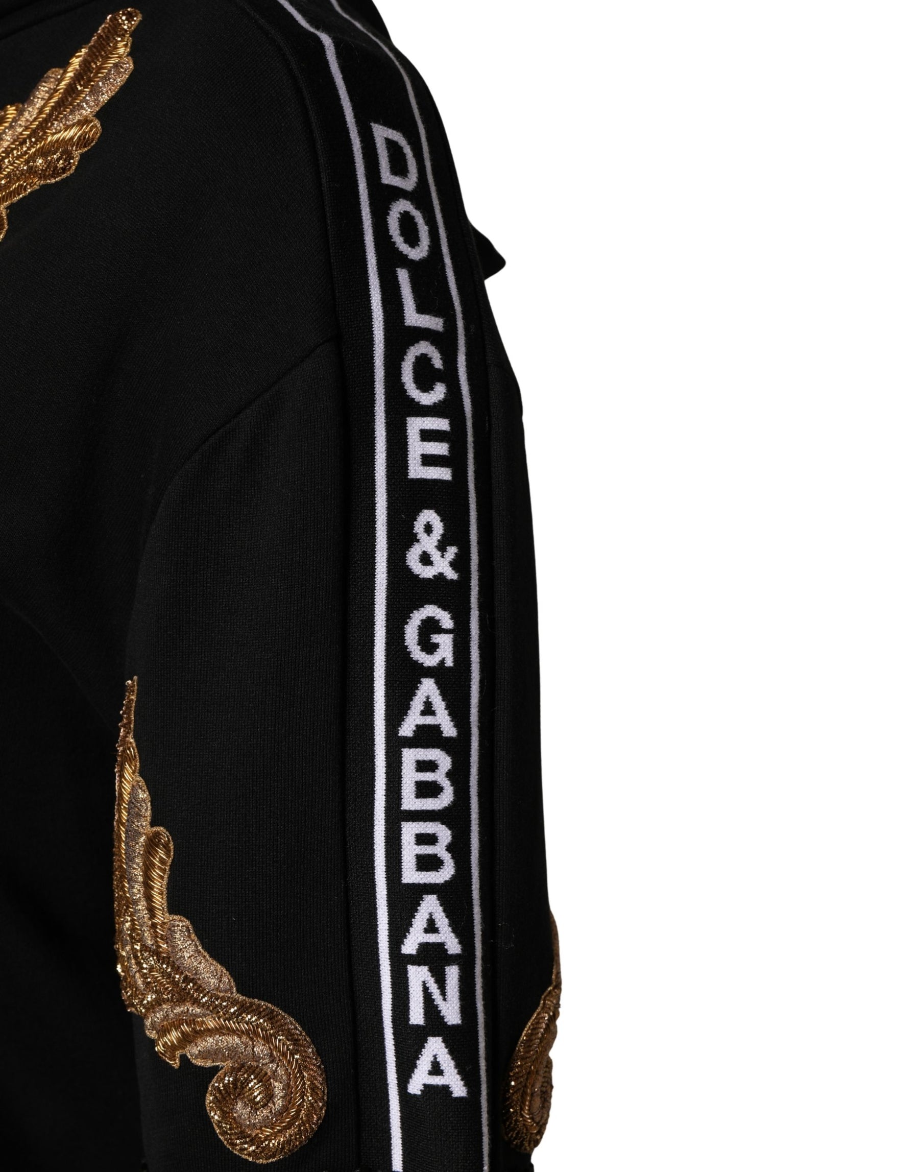 Dolce & Gabbana Black Embroidered Tassel Hooded Sweatshirt Sweater | Regal Royce