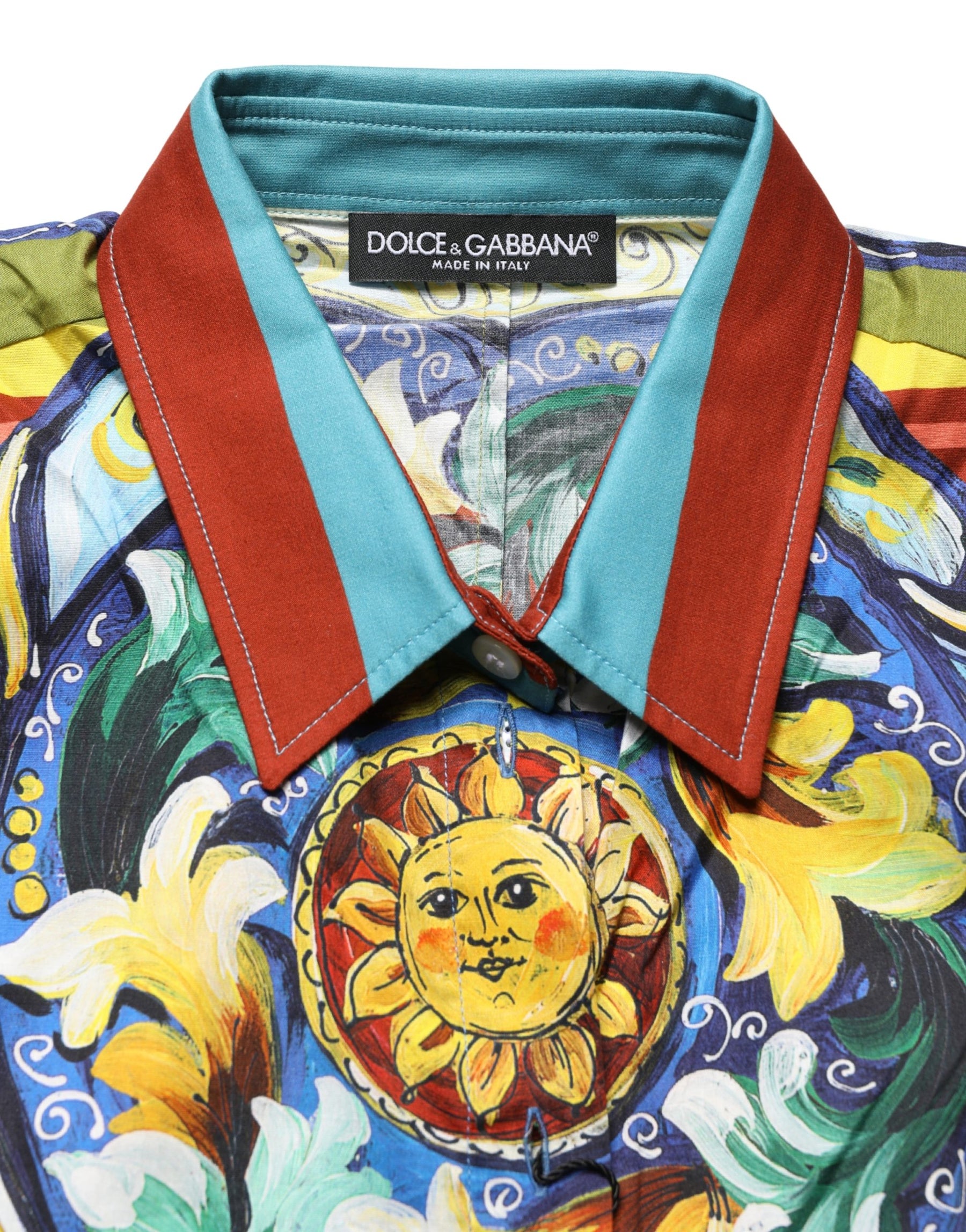Dolce & Gabbana Multicolor Majolica Print Cotton Blouse Top | Regal Royce