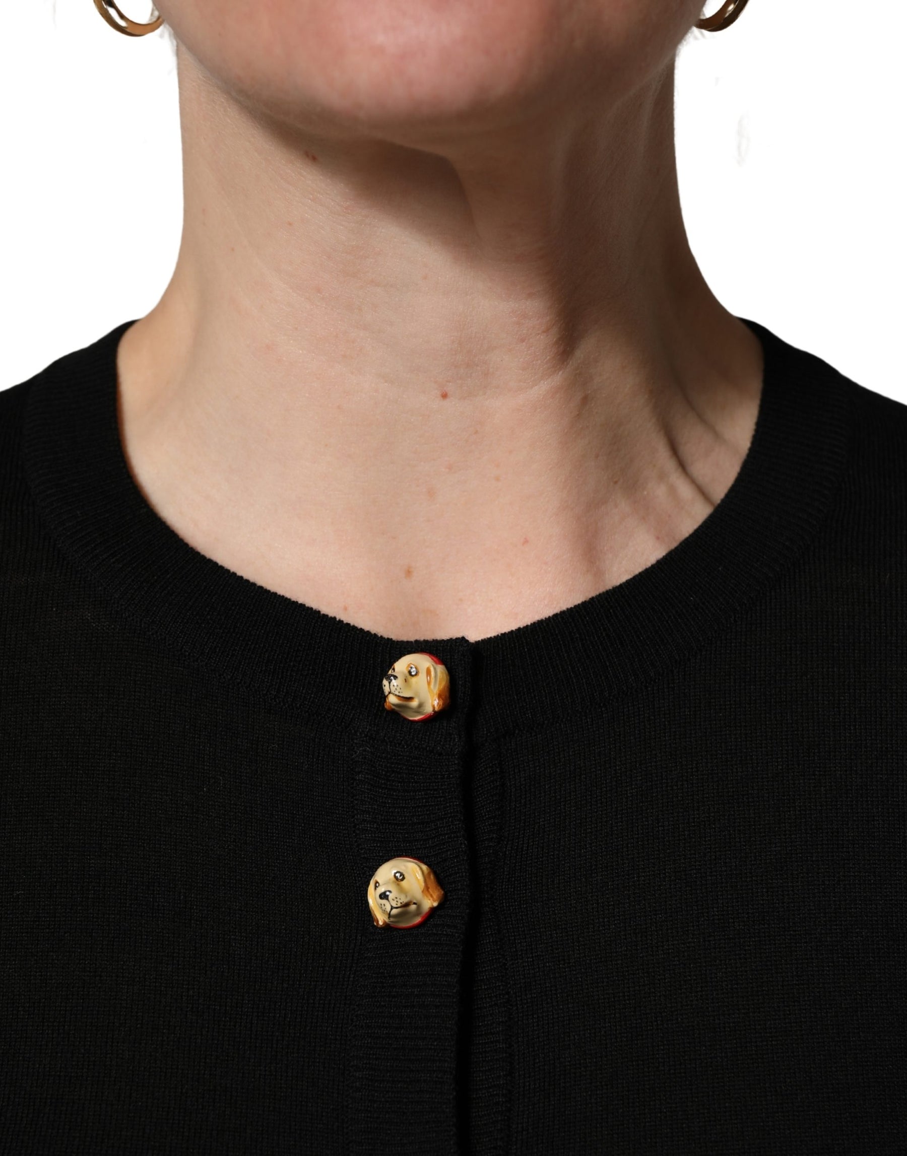Dolce & Gabbana Black Wool Knitted Button Front Cardigan Sweater | Regal Royce