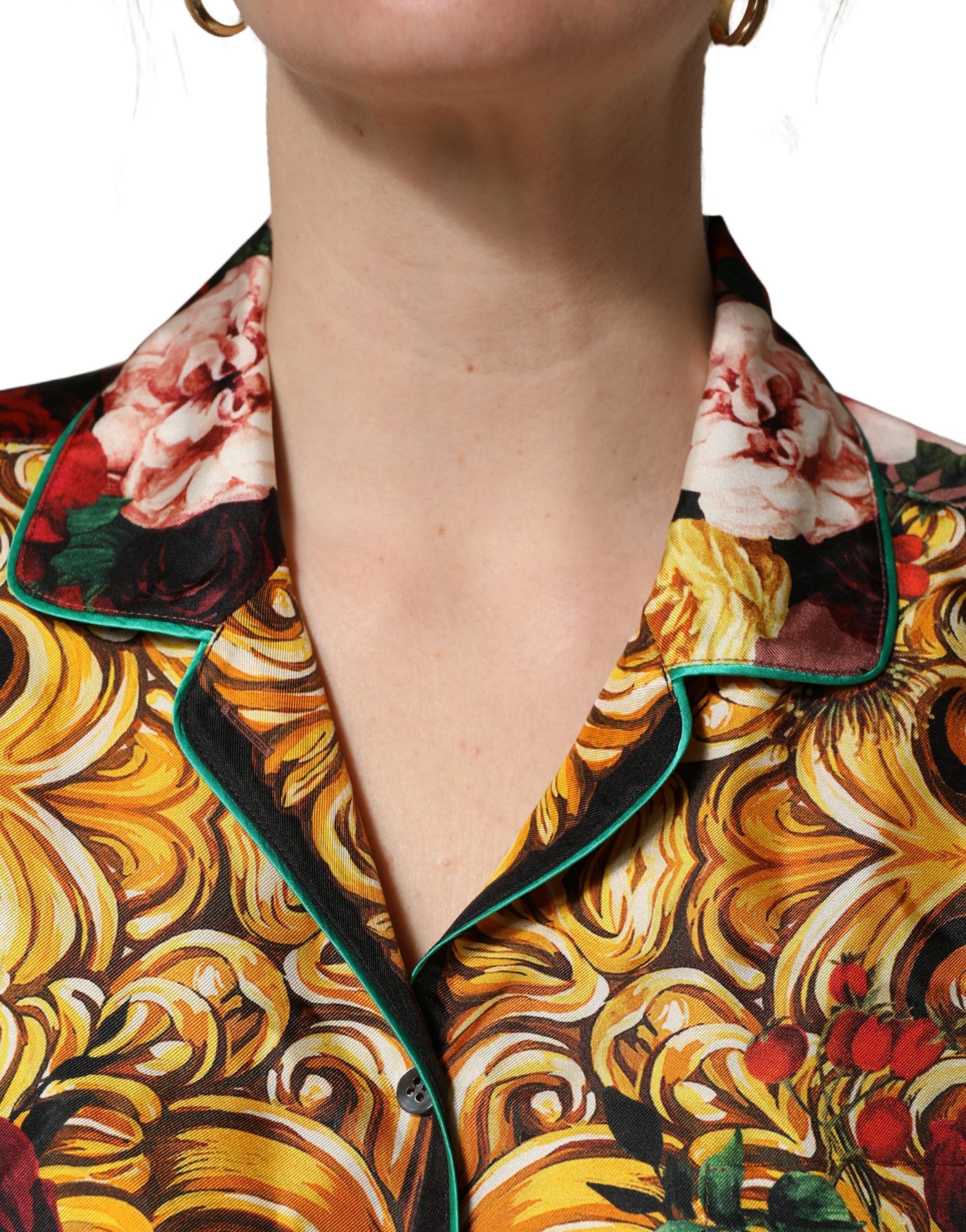 Dolce & Gabbana Multicolor Floral Long Sleeves Button Down Shirt Top | Regal Royce