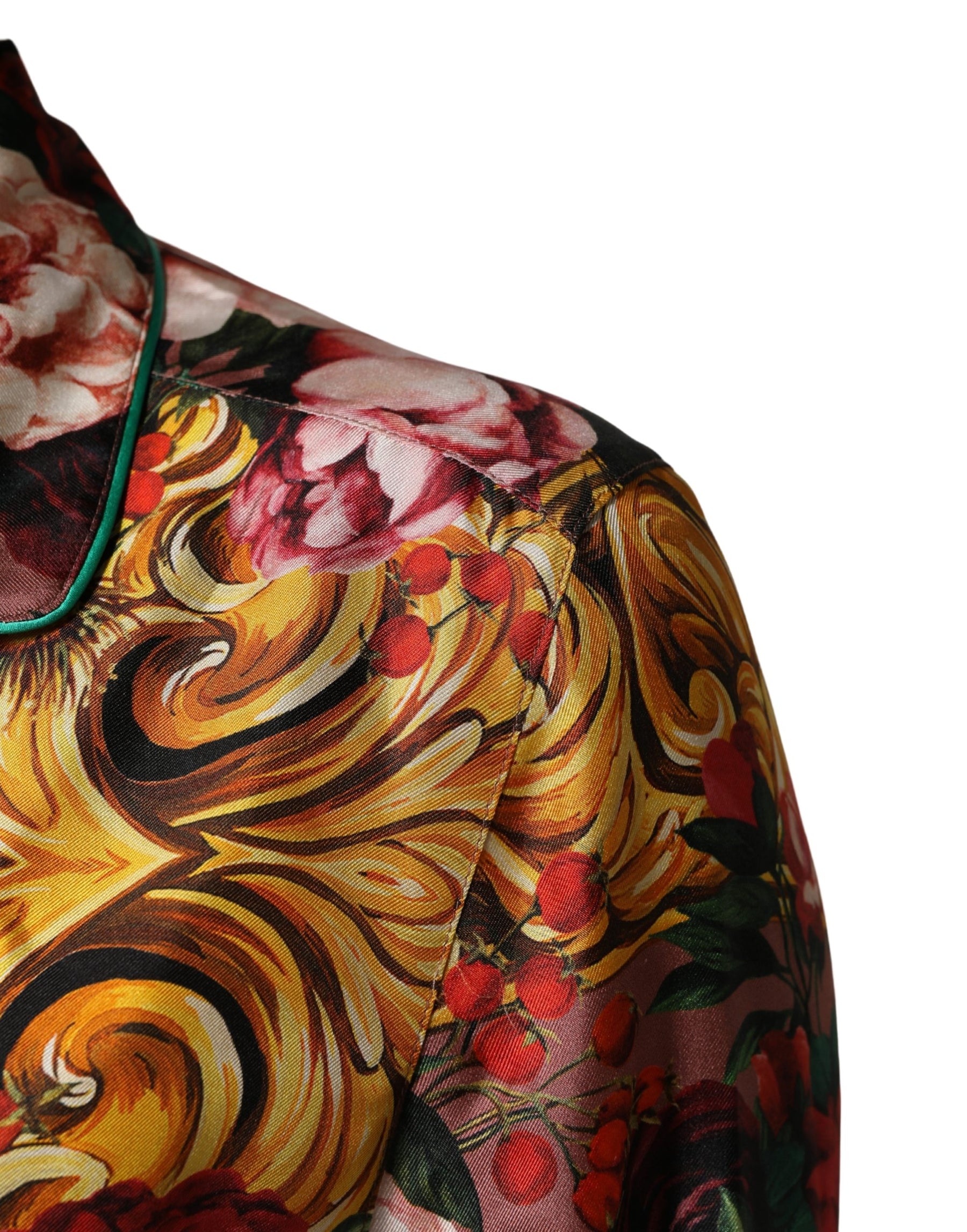 Dolce & Gabbana Multicolor Floral Long Sleeves Button Down Shirt Top | Regal Royce