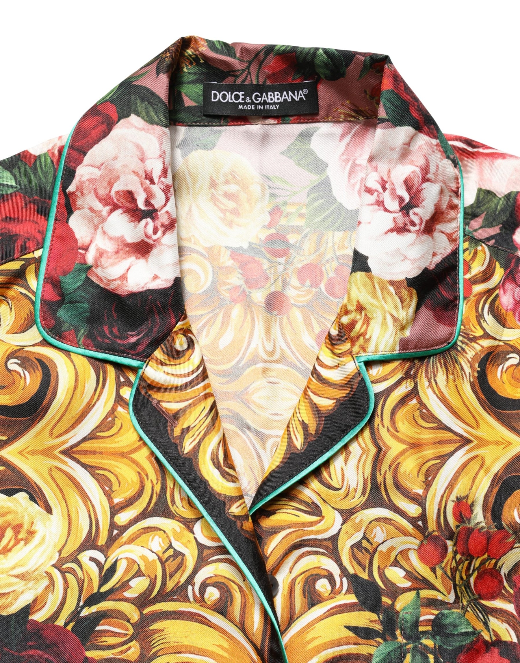 Dolce & Gabbana Multicolor Floral Long Sleeves Button Down Shirt Top | Regal Royce