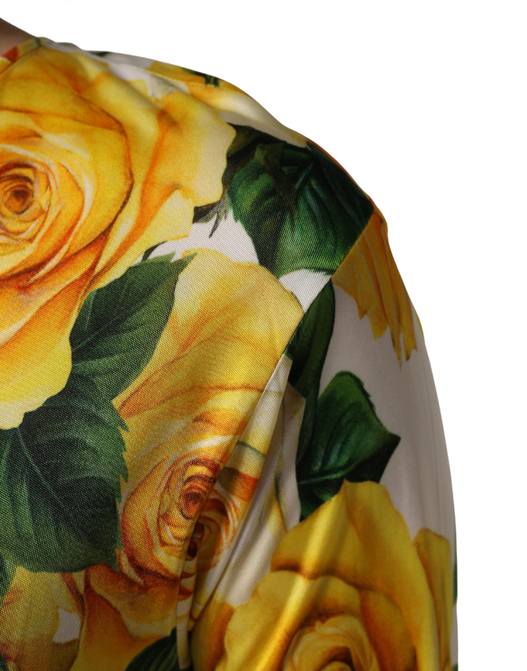 Dolce & Gabbana Yellow Rose Floral Long Sleeves Blouse Top | Regal Royce