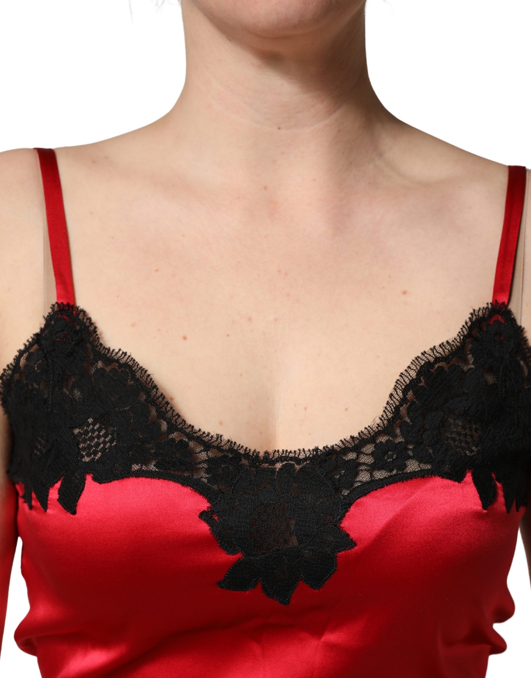 Dolce & Gabbana Red Silk Lace Trim Camisole Sleeveless Tank Top | Regal Royce