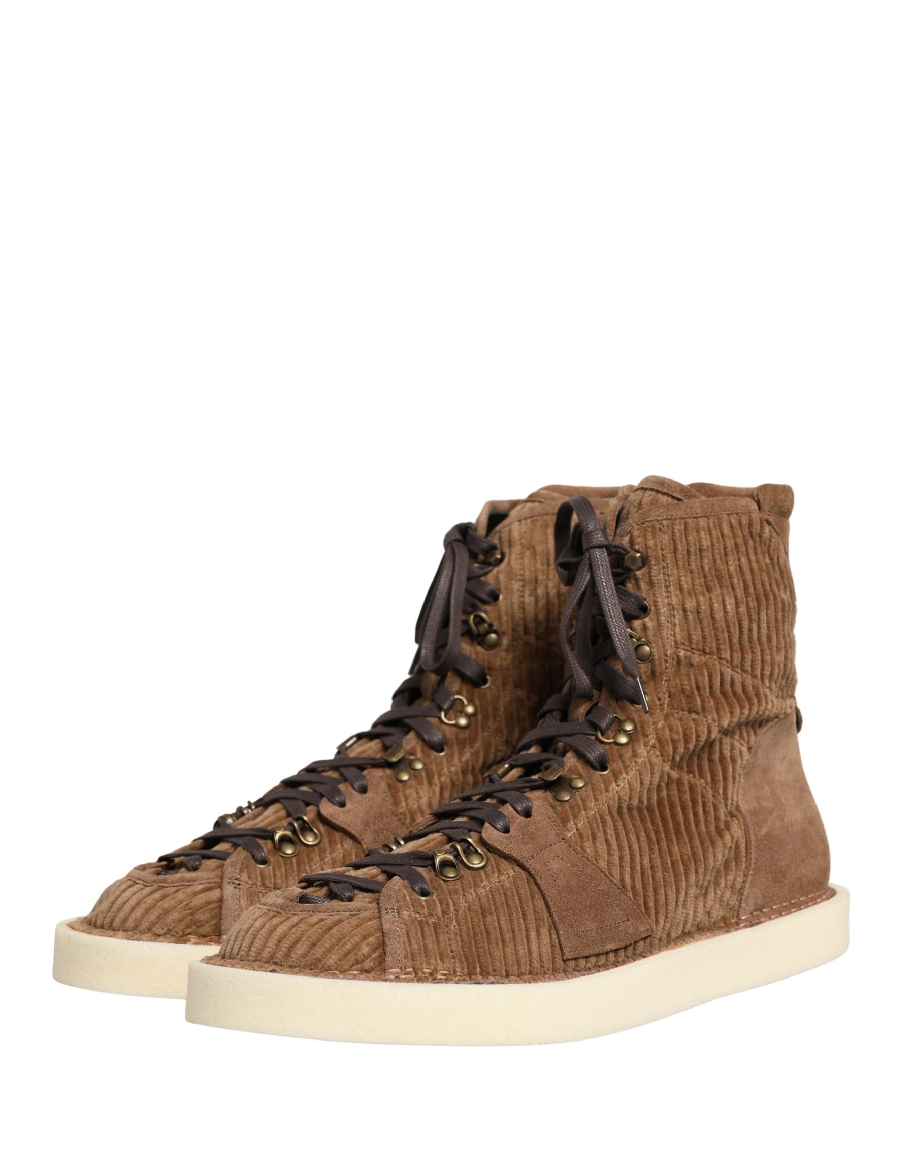 Dolce & Gabbana Brown Corduroy High Top Oxford Boots | Regal Royce