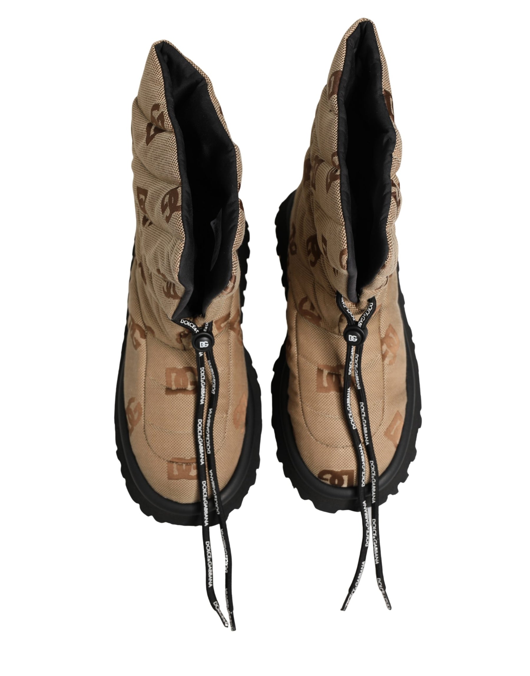 Dolce & Gabbana Brown Logo Print Lace Up Snow Boots Shoes | Regal Royce