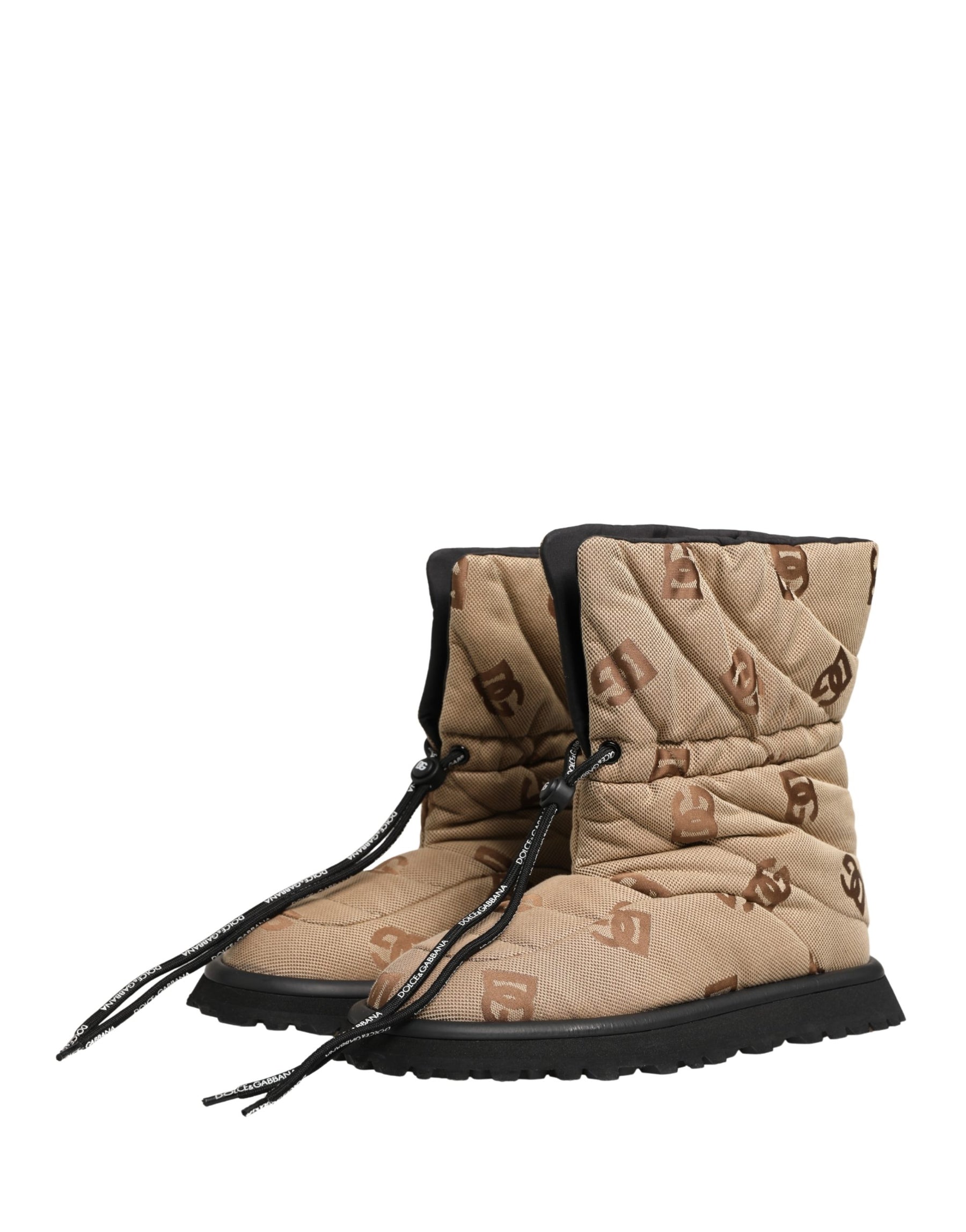 Dolce & Gabbana Brown Logo Print Lace Up Snow Boots Shoes | Regal Royce