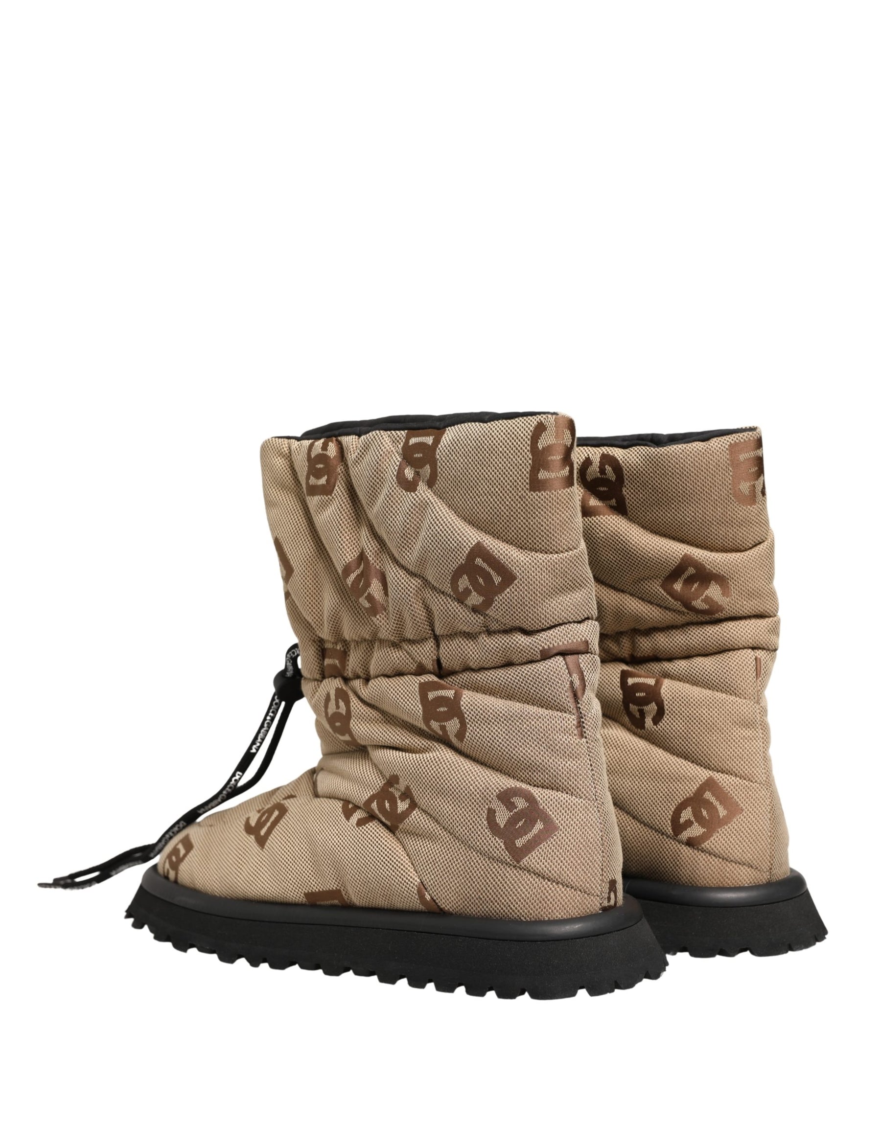 Dolce & Gabbana Brown Logo Print Lace Up Snow Boots Shoes | Regal Royce