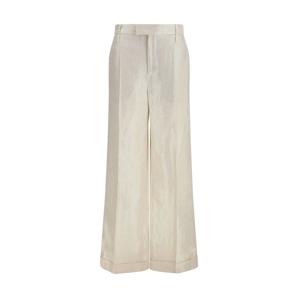 Brunello Cucinelli Beige Silk Casual Pants | Regal Royce