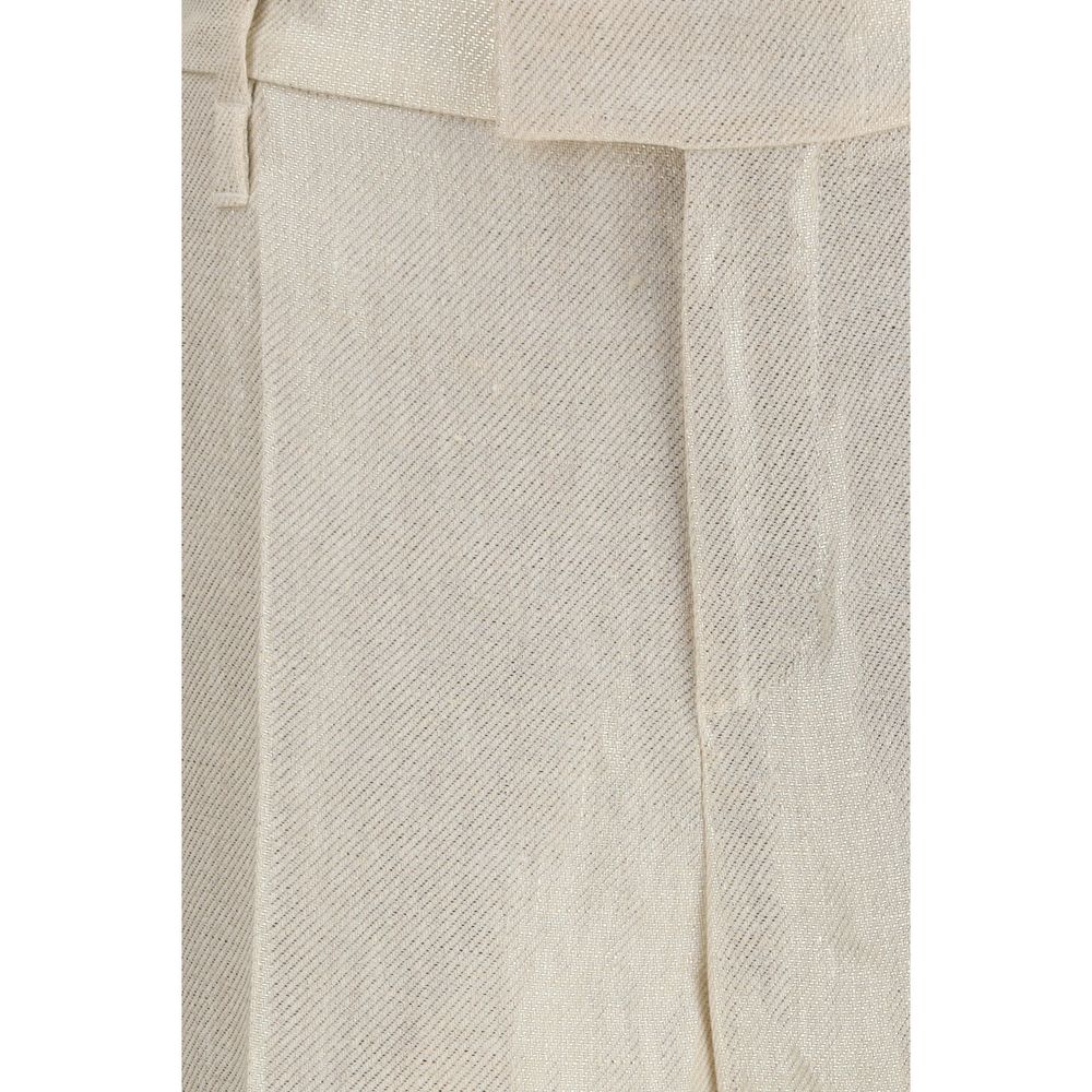 Brunello Cucinelli Beige Silk Casual Pants | Regal Royce