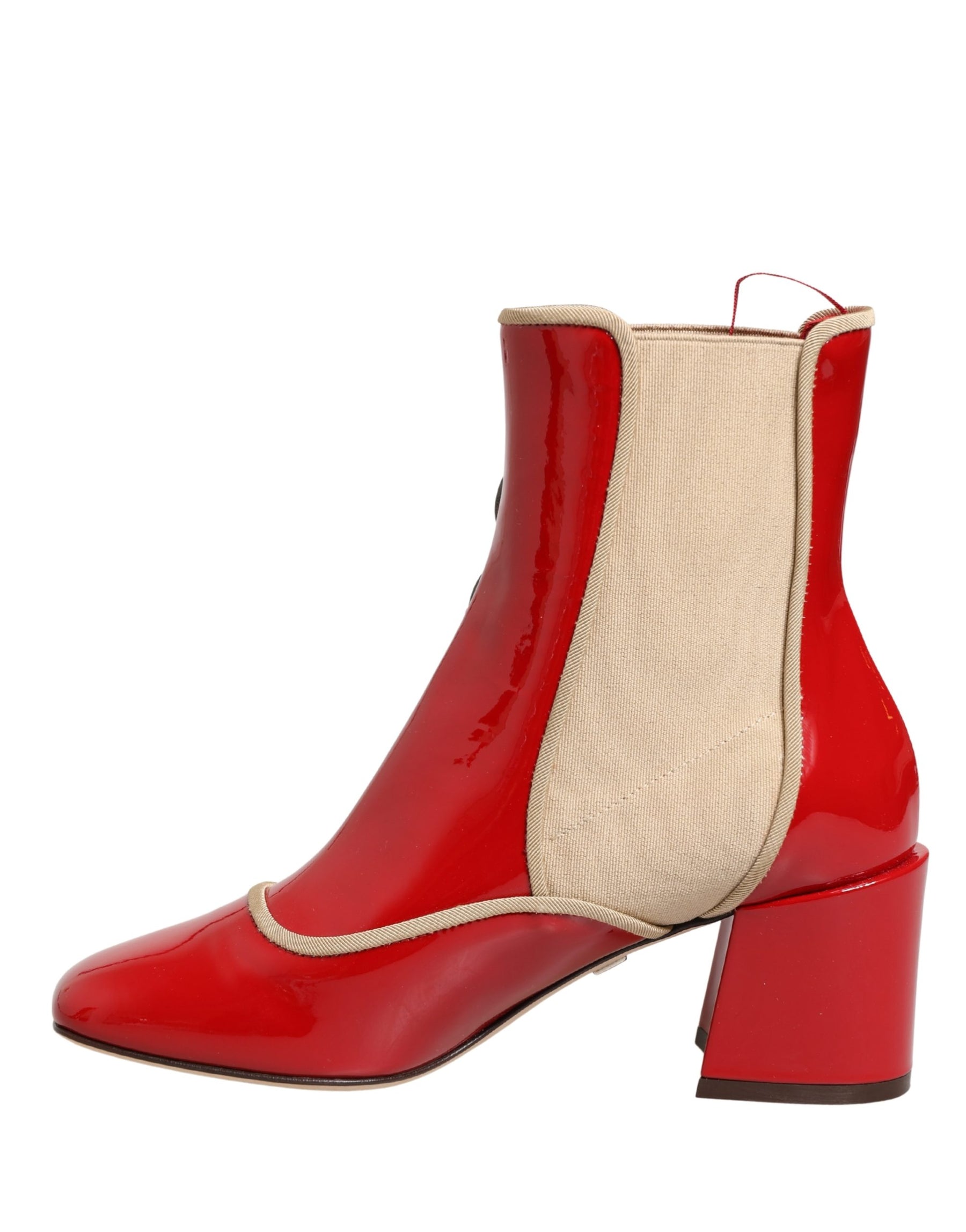 Dolce & Gabbana Red Button Embellished Ankle Boots Shoes | Regal Royce