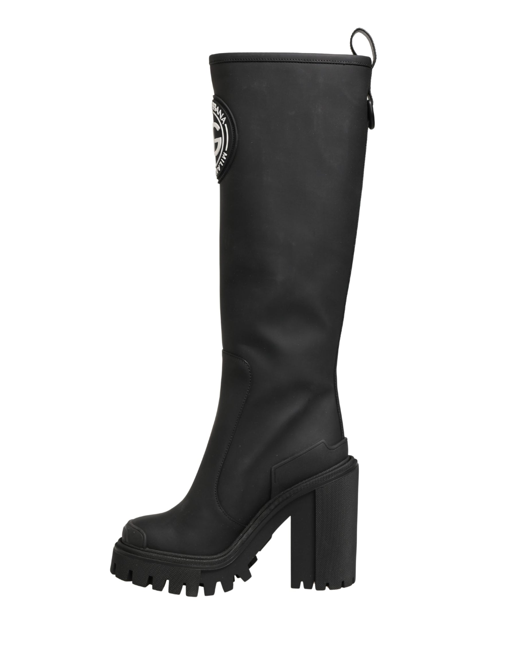 Dolce & Gabbana Black Rubberised Leather High Boots Shoes | Regal Royce