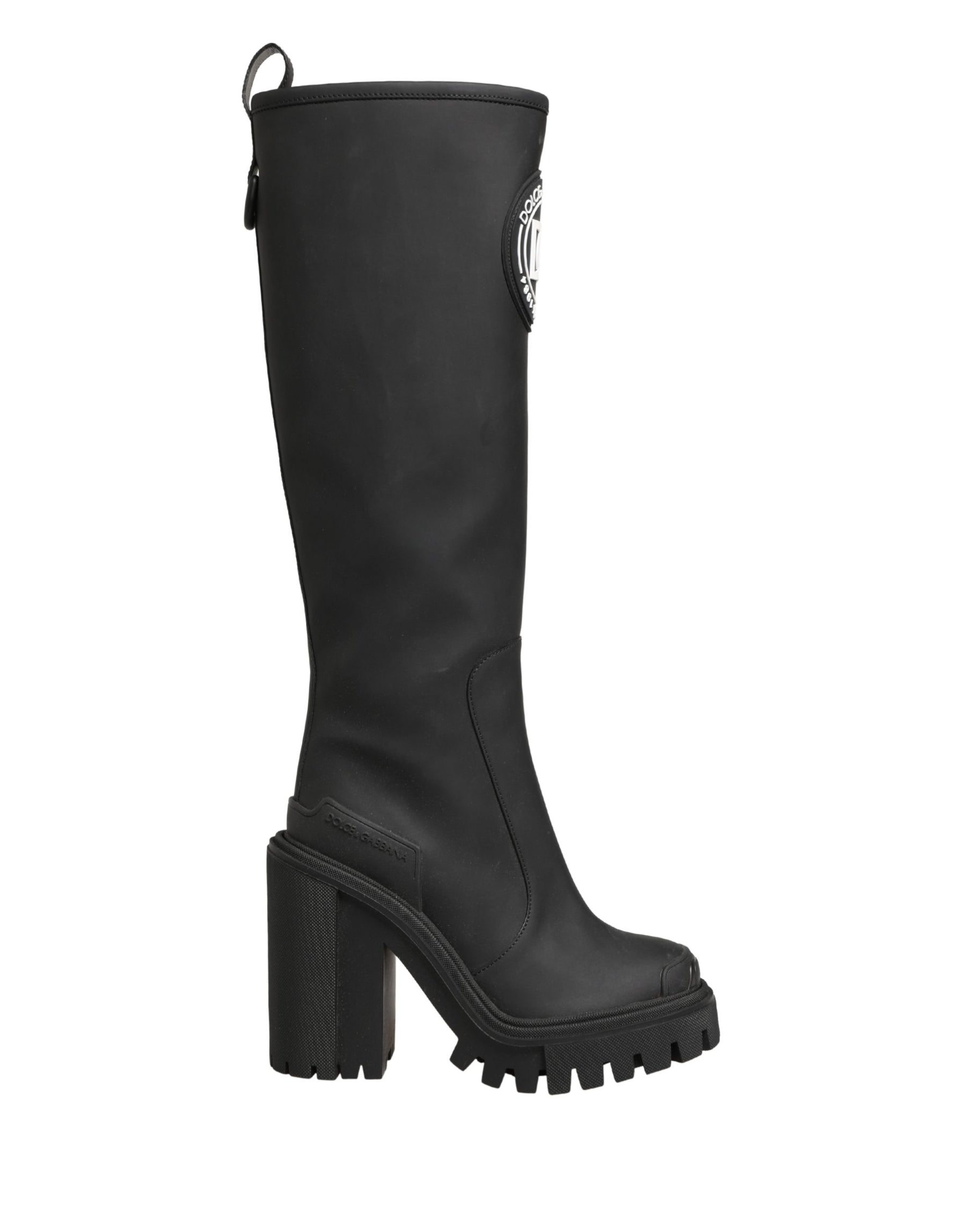 Dolce & Gabbana Black Rubberised Leather High Boots Shoes | Regal Royce