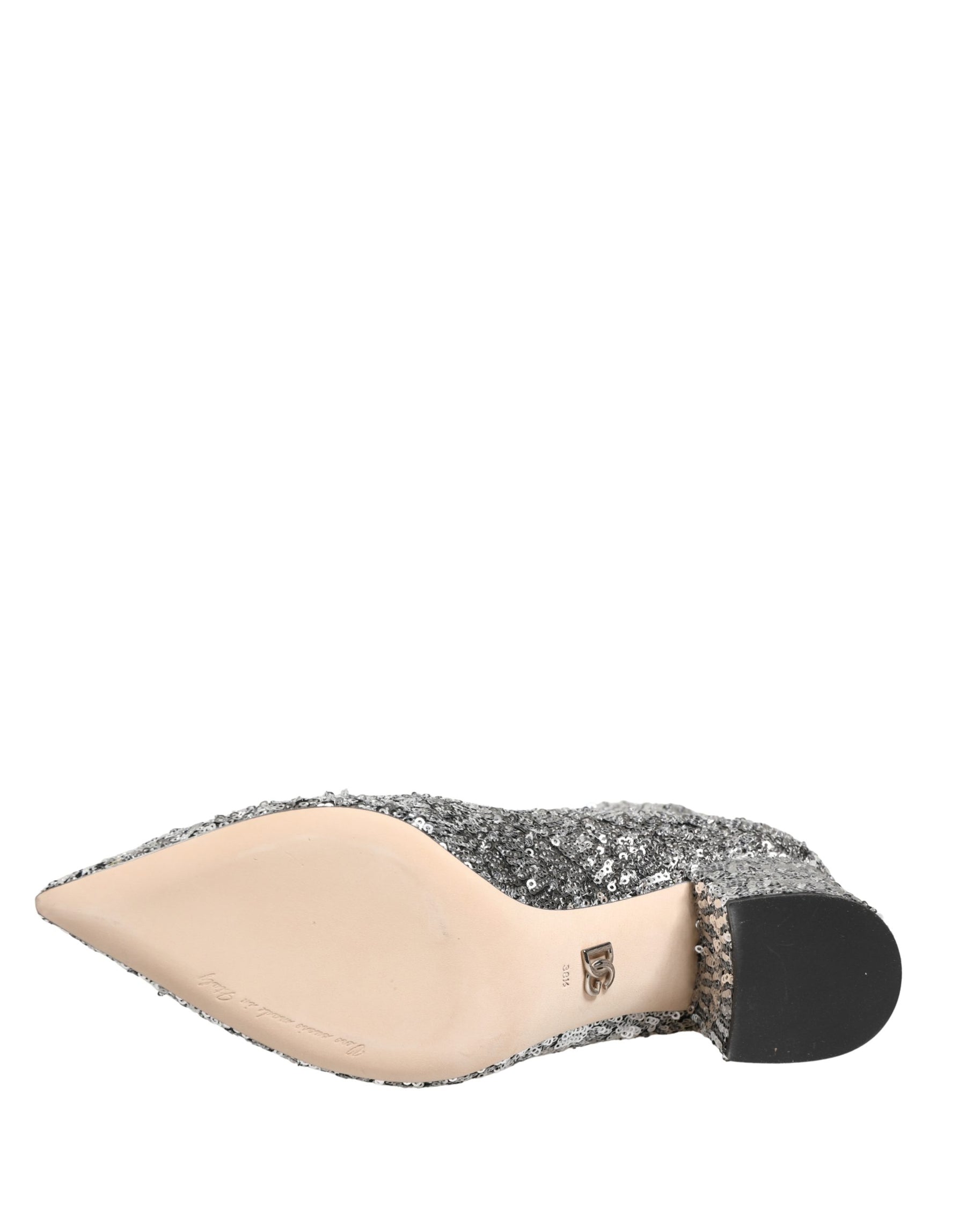 Dolce & Gabbana Silver Sequined Short Boots Stretch Shoes | Regal Royce