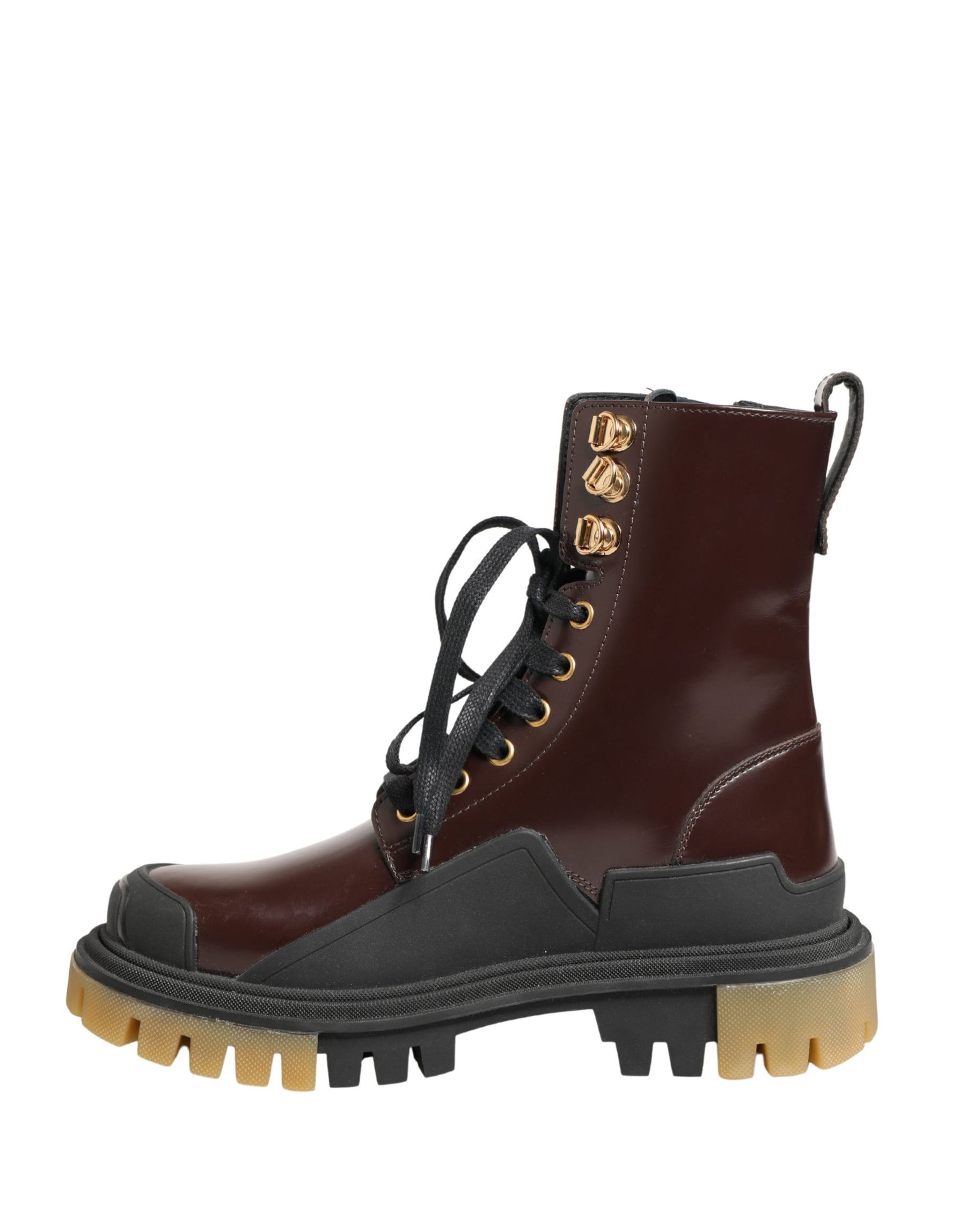 Dolce & Gabbana Maroon Leather Lace Up Biker Boots Shoes | Regal Royce