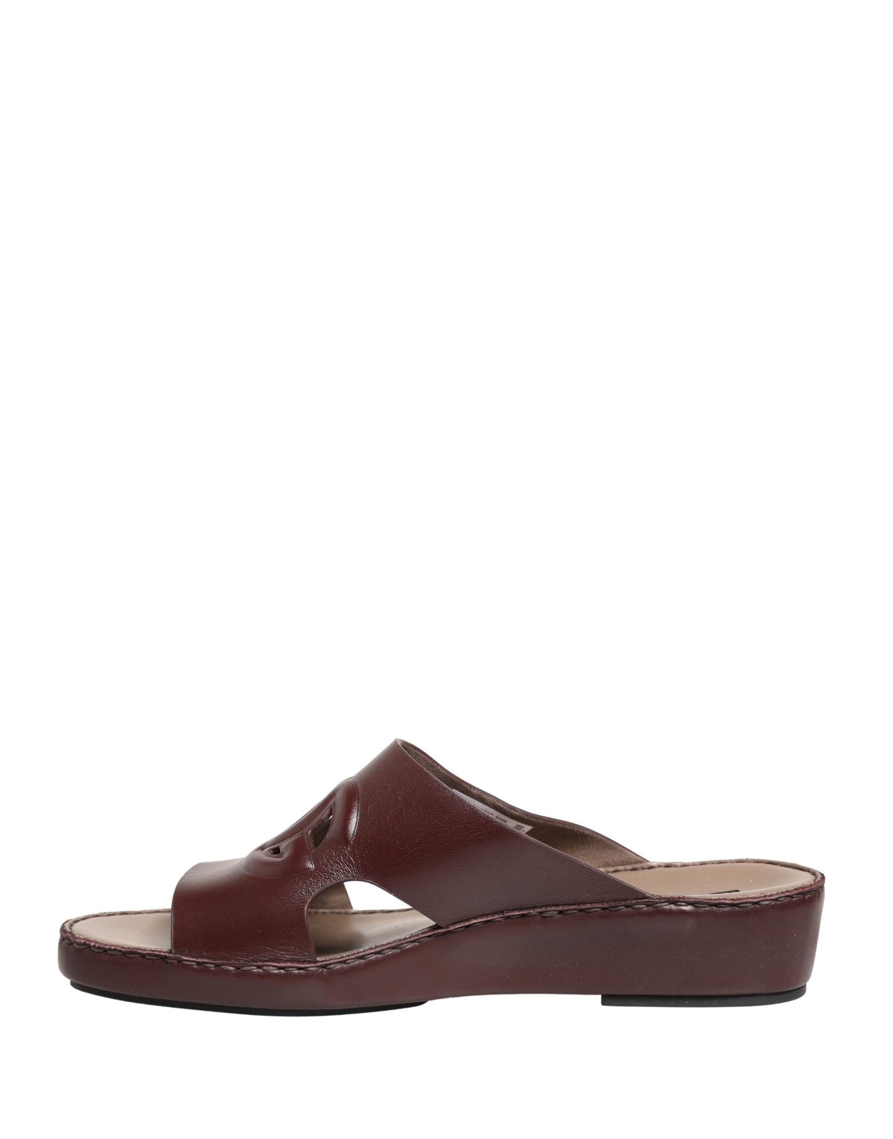 Dolce & Gabbana Maroon Leather Cutout DG Logo Sandals Shoes | Regal Royce