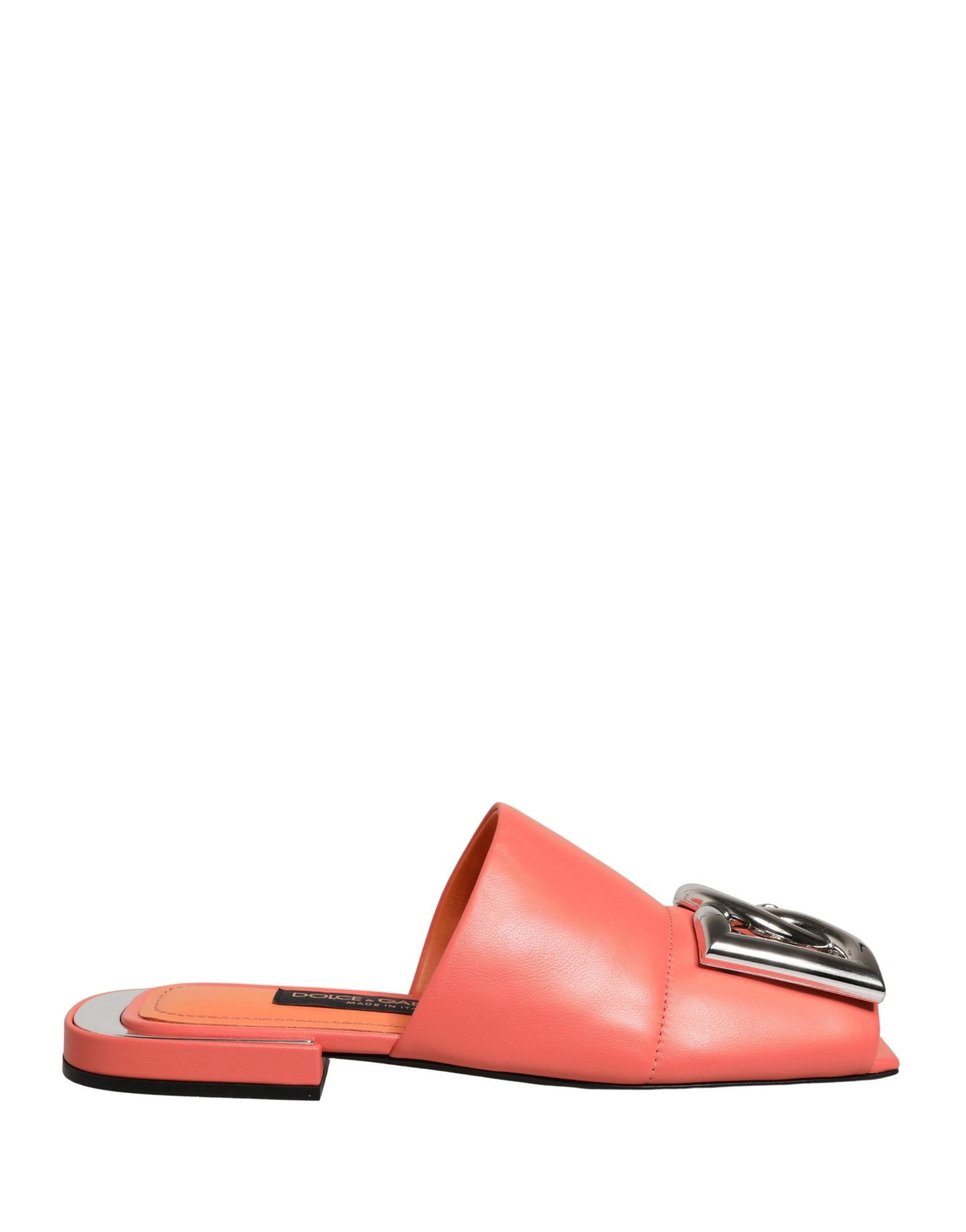 Dolce & Gabbana Orange DG Logo Leather Flats Sandals Shoes | Regal Royce