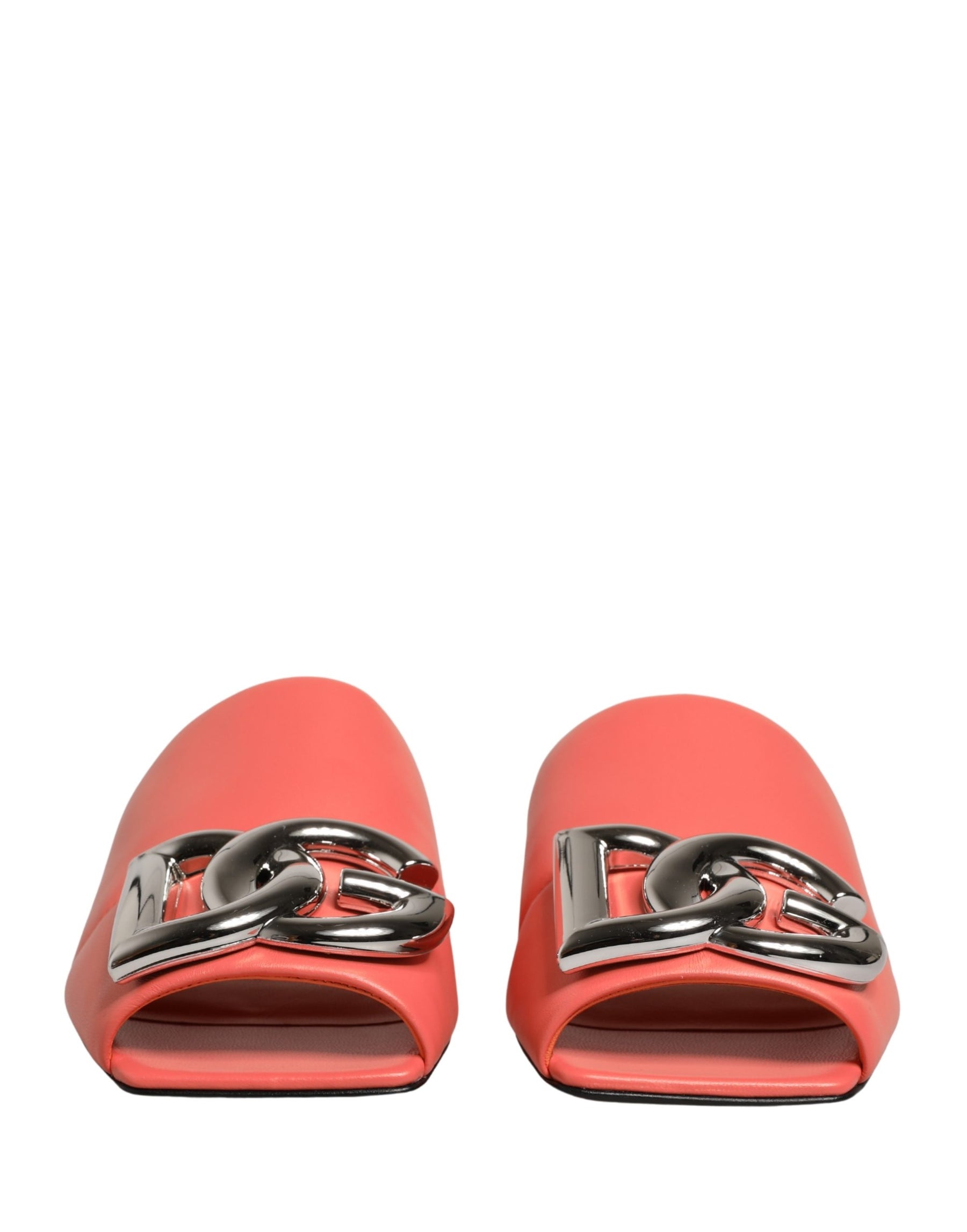 Dolce & Gabbana Orange DG Logo Leather Flats Sandals Shoes | Regal Royce