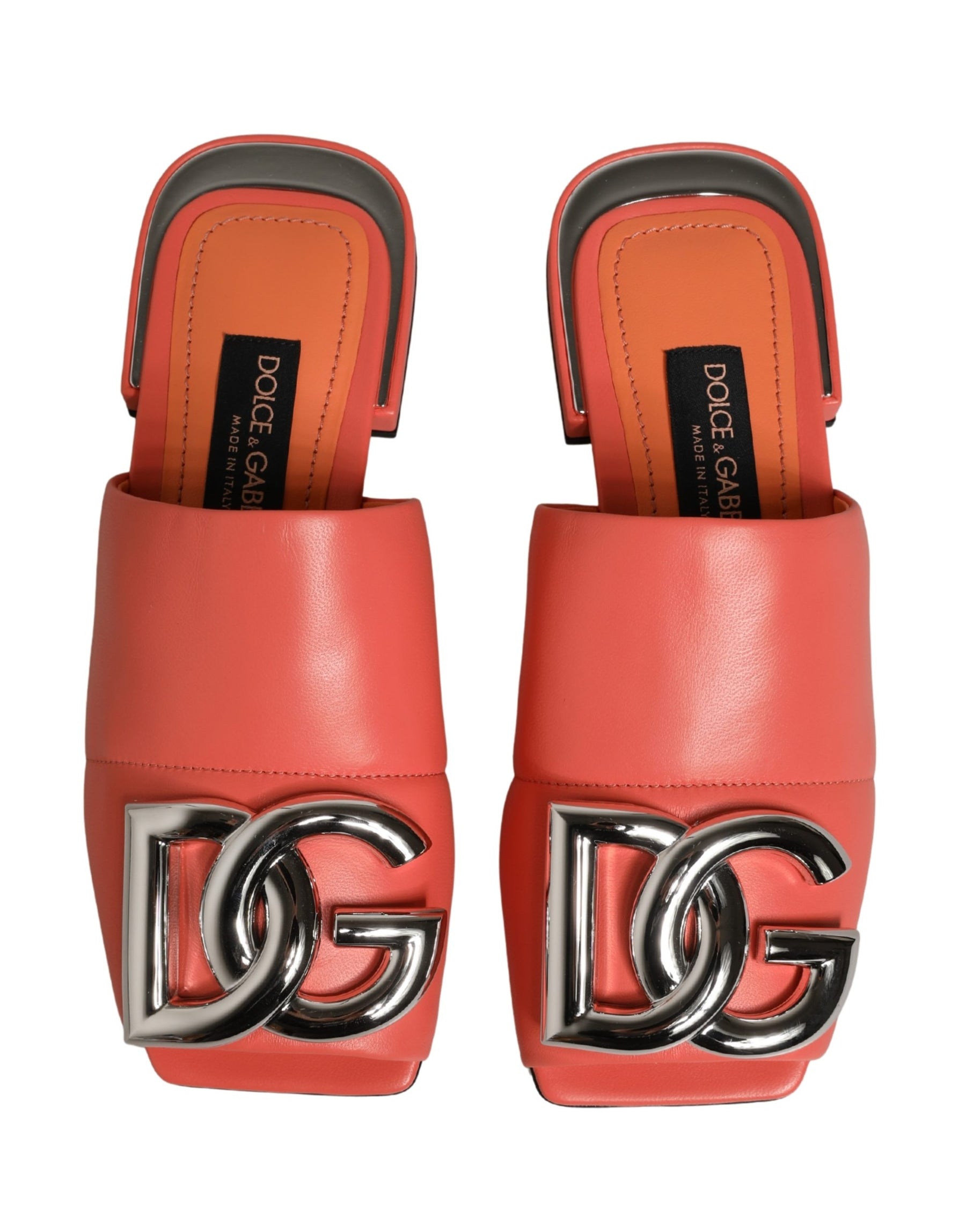 Dolce & Gabbana Orange DG Logo Leather Flats Sandals Shoes | Regal Royce