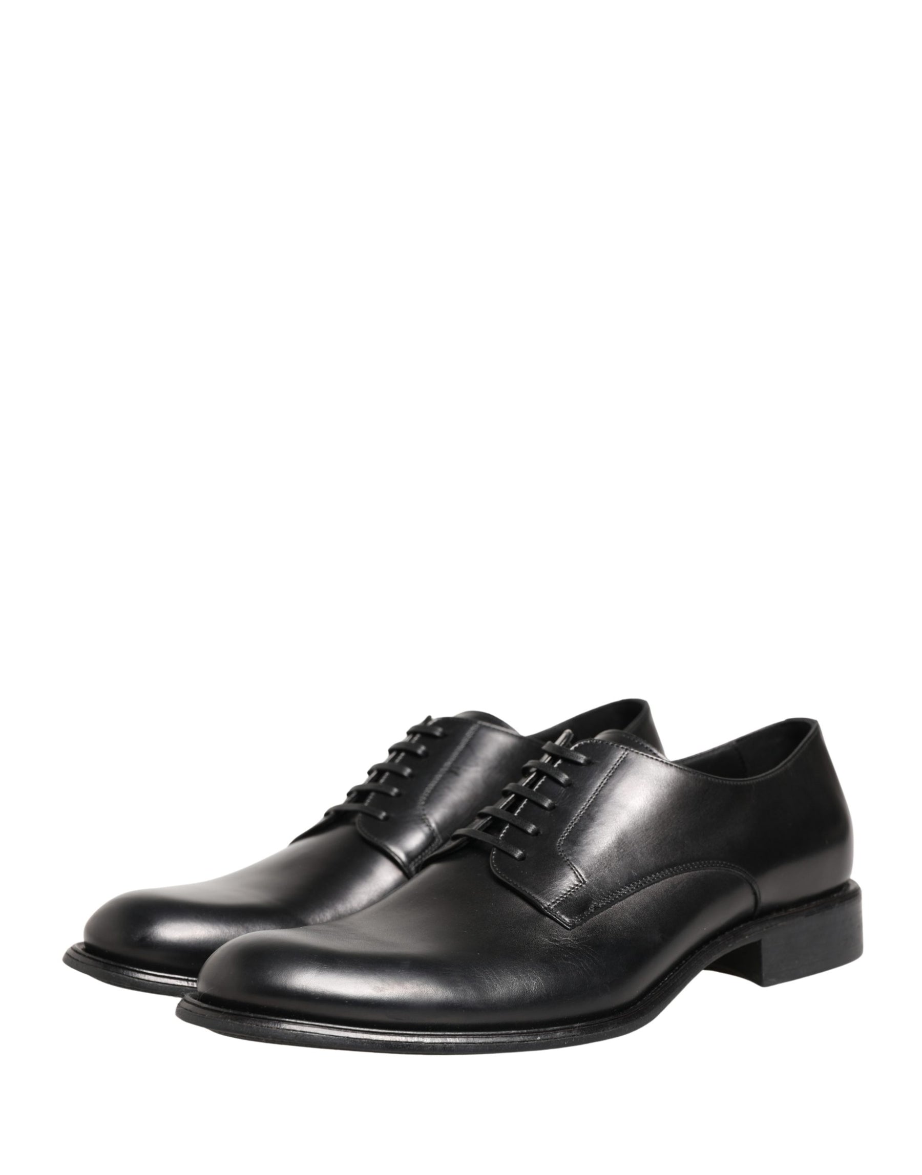 Dolce & Gabbana Black Calfskin Leather Derby Men Dress Shoes | Regal Royce