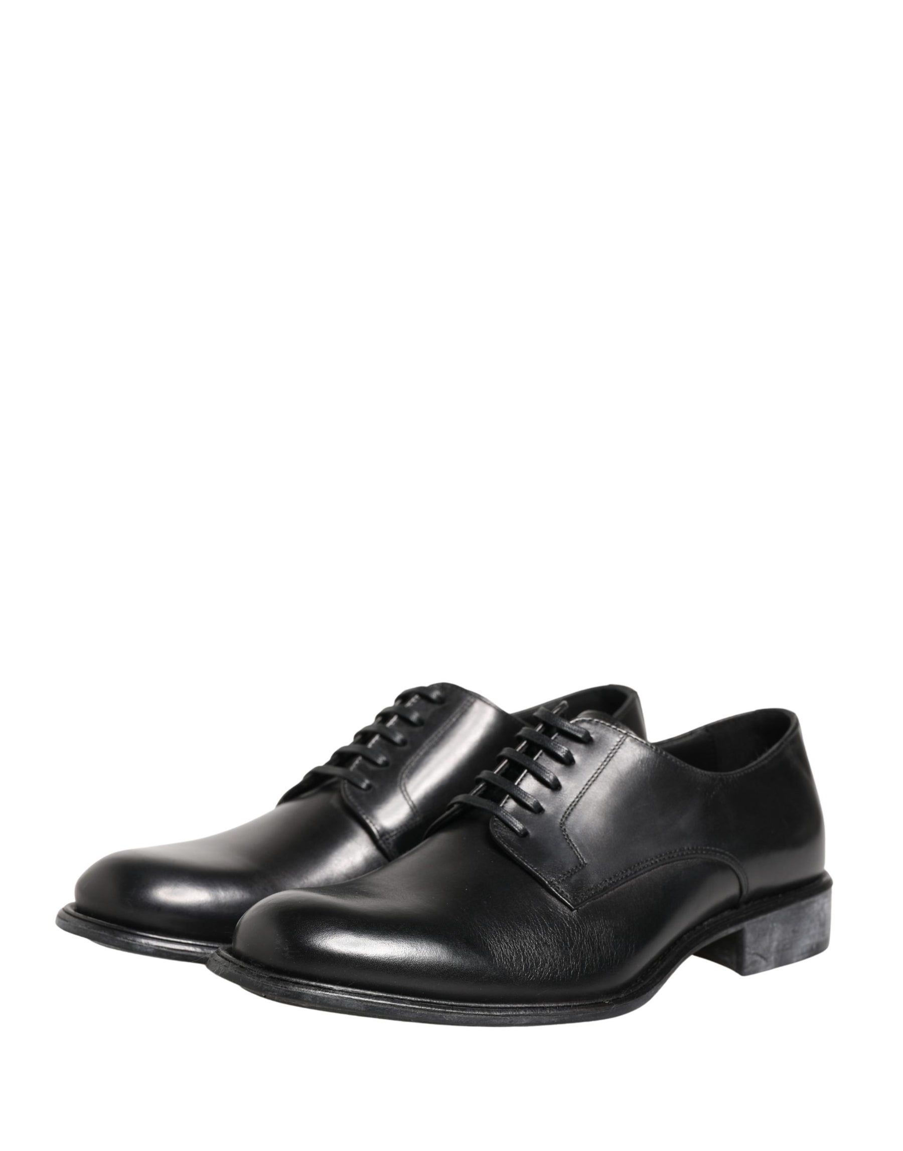 Dolce & Gabbana Black Calfskin Leather Derby Men Dress Shoes | Regal Royce